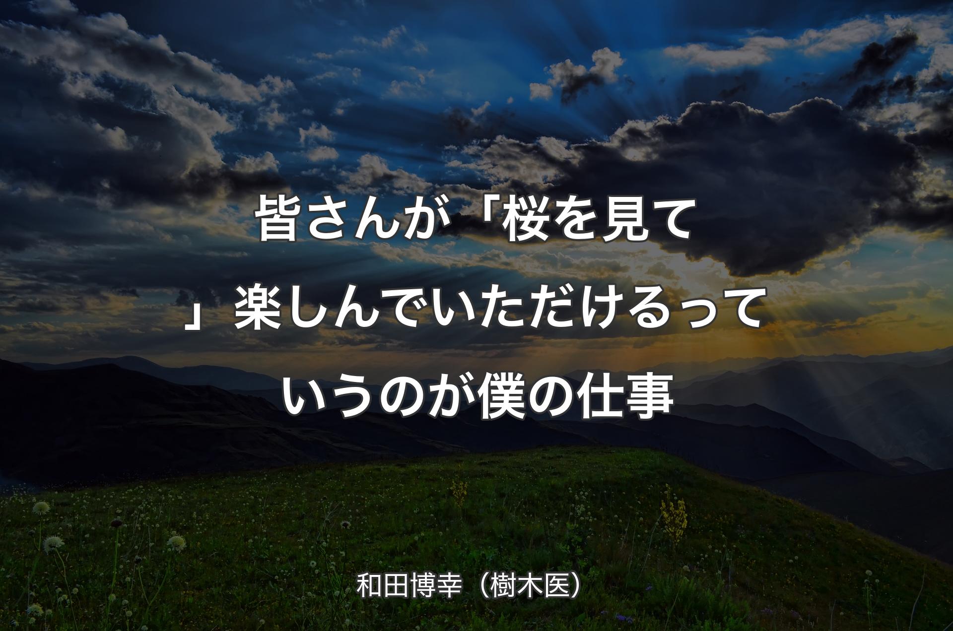 皆さんが「桜を見て」楽しんでいただけるっていうのが僕の仕事 - 和田博幸（樹木医）