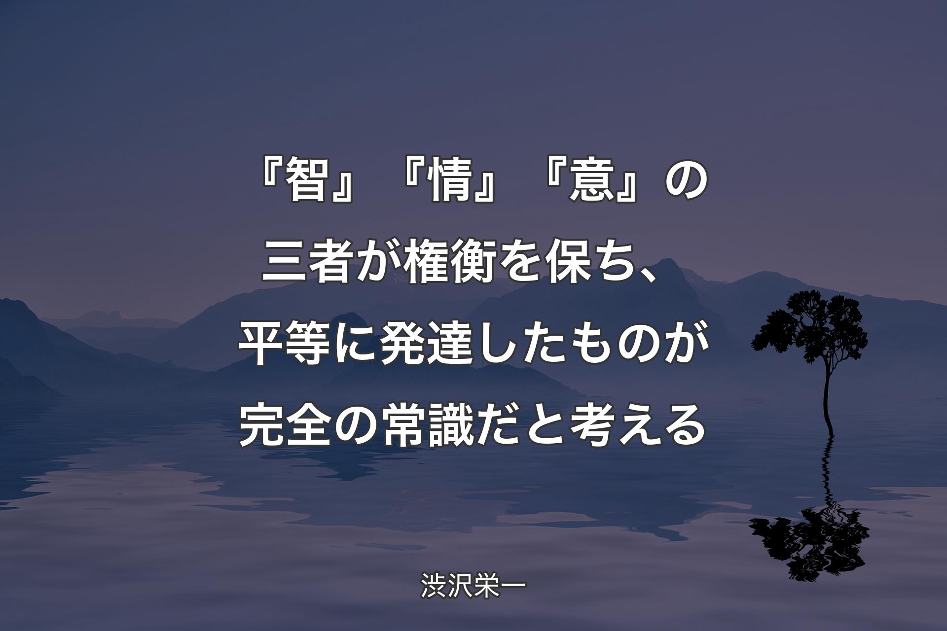 【背景4】『智』『情』『意』の三者が権衡を保ち、平等に発達したものが完全の常識だと考える - 渋沢栄一