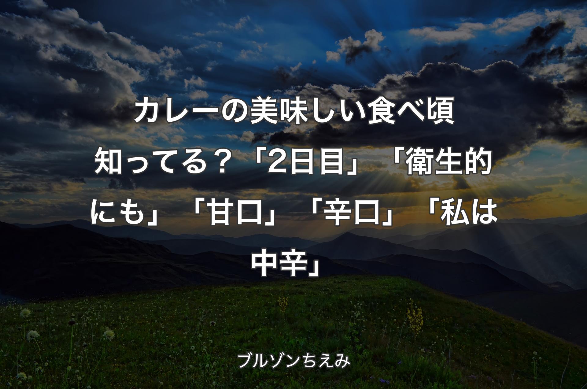 カレーの美味しい食べ頃知ってる？「2日目」「衛生的にも」「甘口」「辛口」「私は中辛」 - ブルゾンちえみ