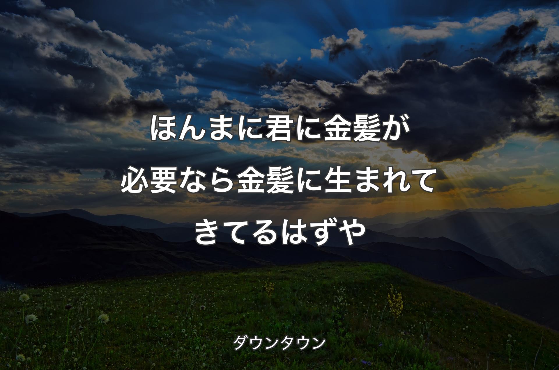 ほんまに君に金髪が必要なら金髪に生まれてきてるはずや - ダウンタウン