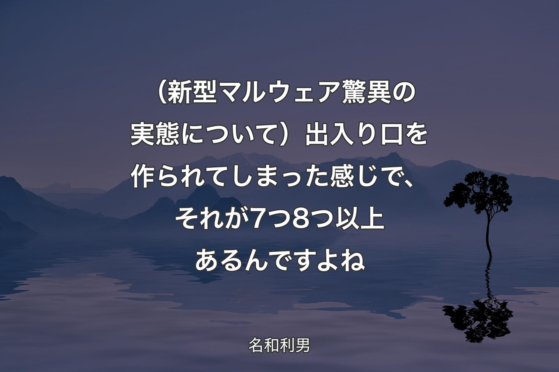 【背景4】（新型マルウェア驚異の実態について）出入り口を作られてしまった感じで、それが7つ8つ以上あるんですよね - 名和利男