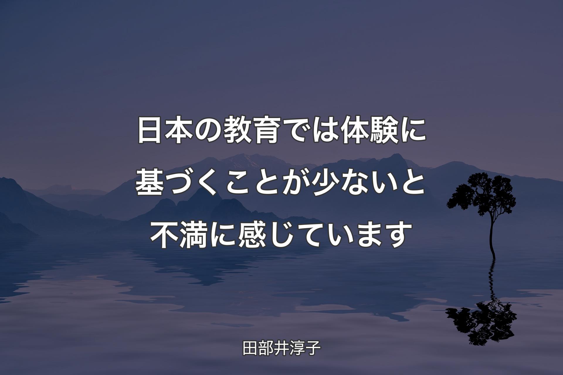 ��【背景4】日本の教育では体験に基づくことが少ないと不満に感じています - 田部井淳子