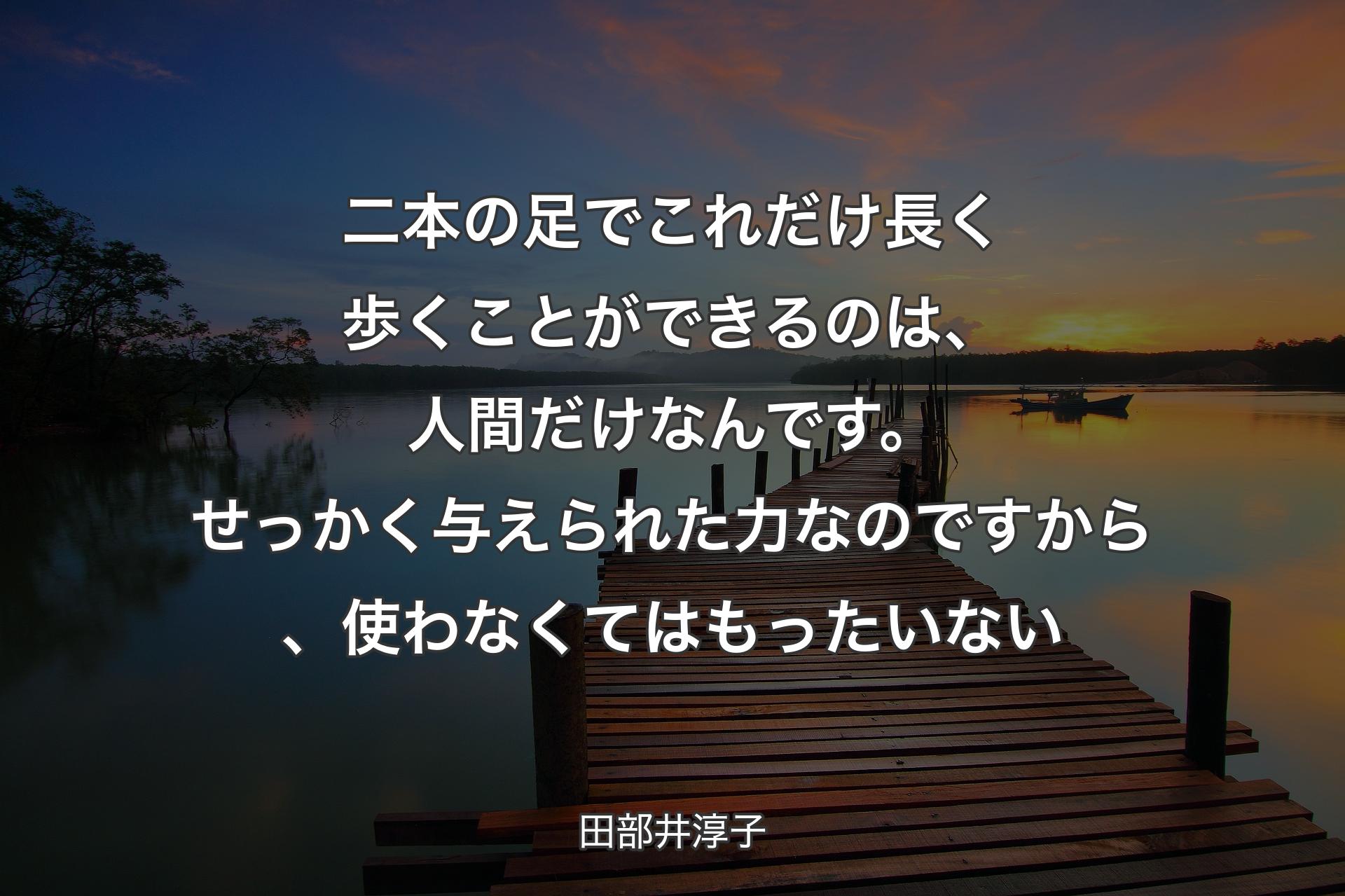 【背景3】二本の足でこれだけ長く歩くことができるのは、人間だけなんです。せっかく与えられた力なのですから、使わなくてはもったいない - 田部井淳子