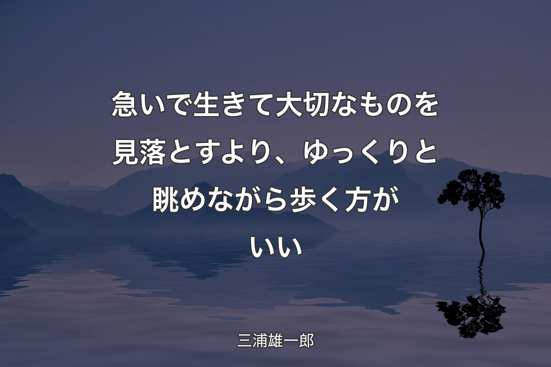 【背景4】急いで生きて大切なものを見落とすより、ゆっくりと眺めながら歩く方がいい - 三浦雄一郎