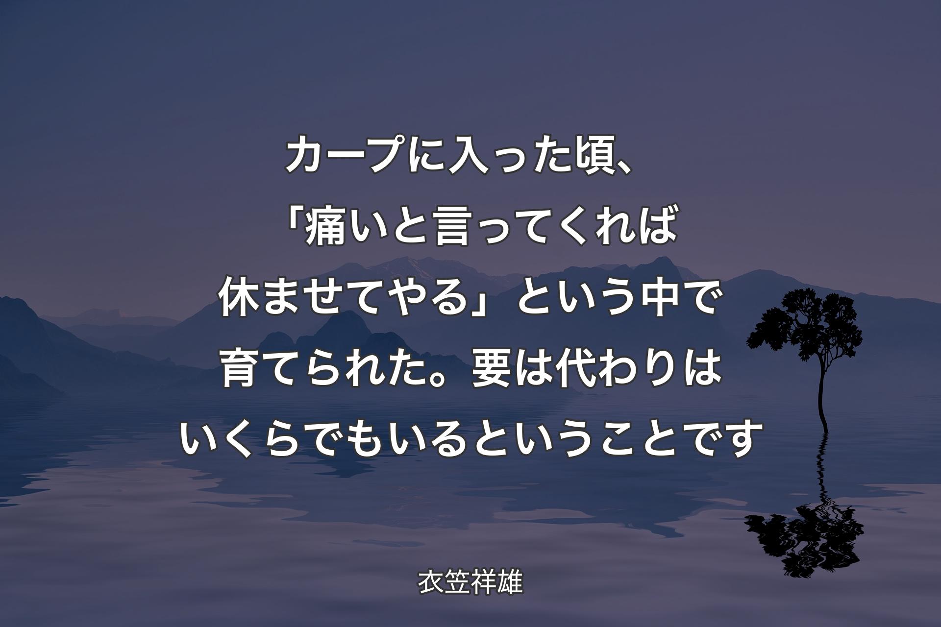 【背景4】カープに入った頃、「痛いと言ってくれば休ませてやる」という中で育てられた。要は代わりはいくらでもいるということです - 衣笠祥雄