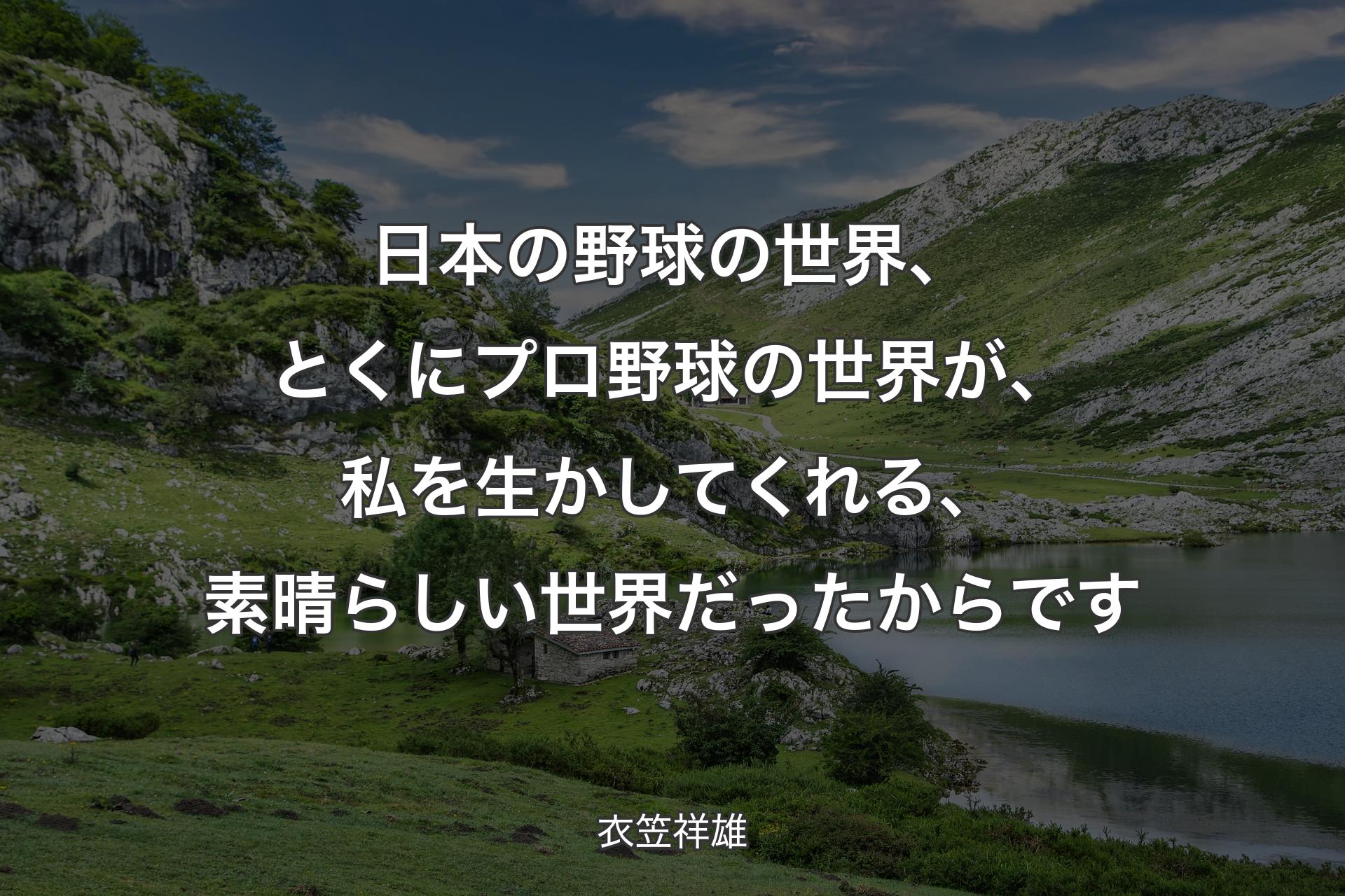 【背景1】日本の野球の世界、とくにプロ野球の世界が、私を生かしてくれる、素晴らしい世界だったからです - 衣笠祥雄