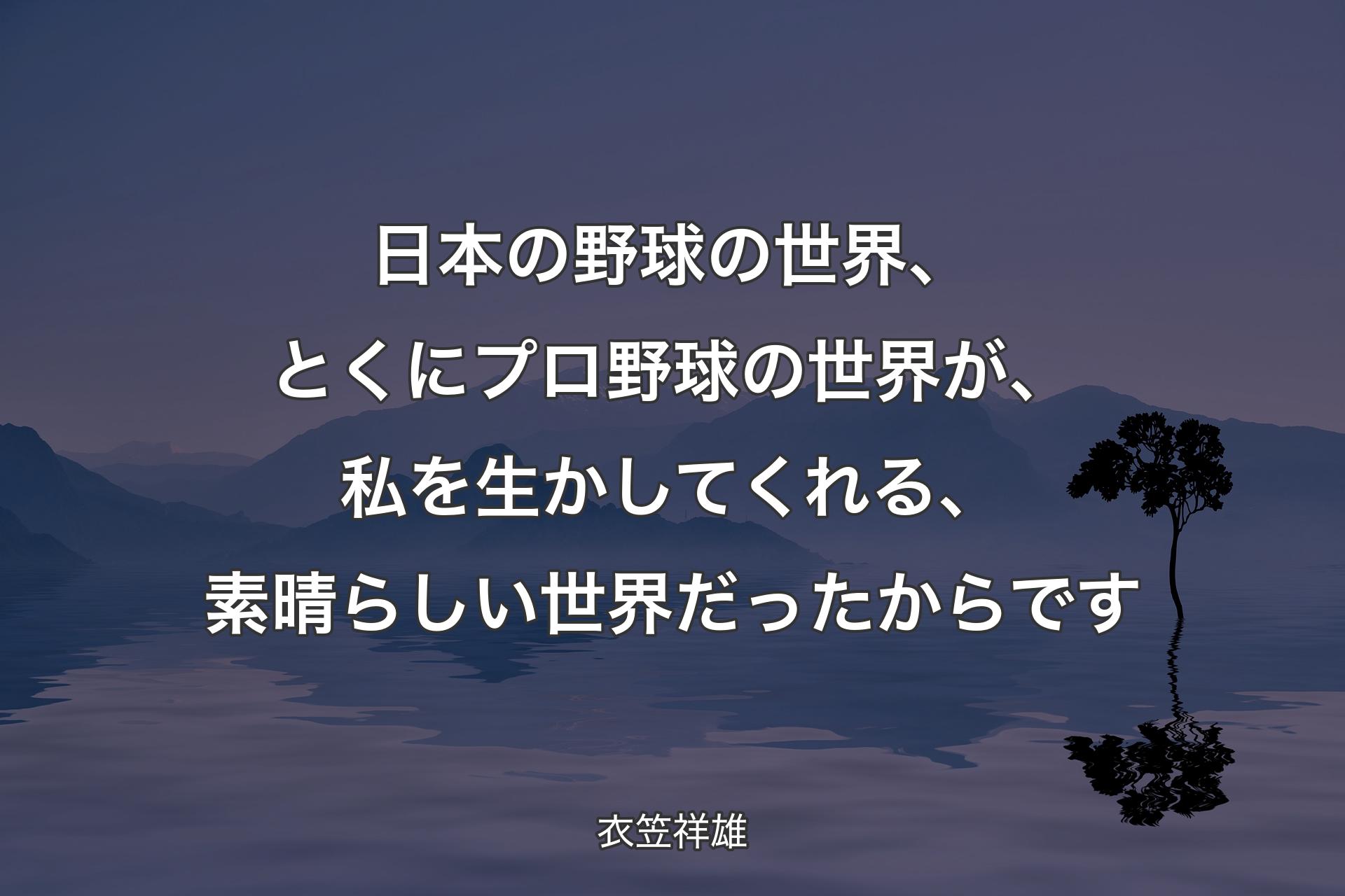 【背景4】日本の野球の世界、とくにプロ野球の世界が、私を生かしてくれる、素晴らしい世界だったからです - 衣笠祥雄