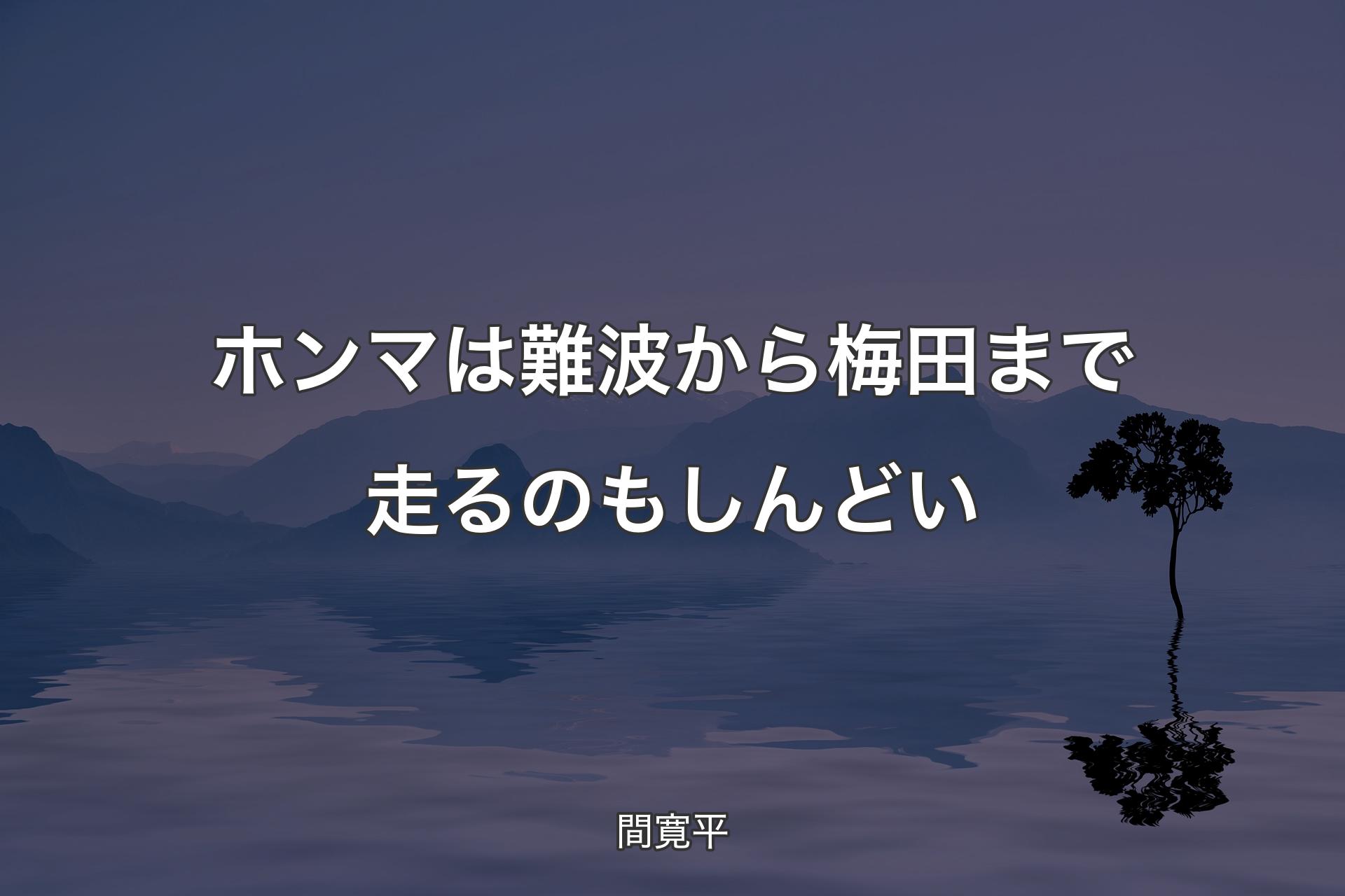 【背景4】ホンマは難波から梅田まで走るのもしんどい - 間寛平