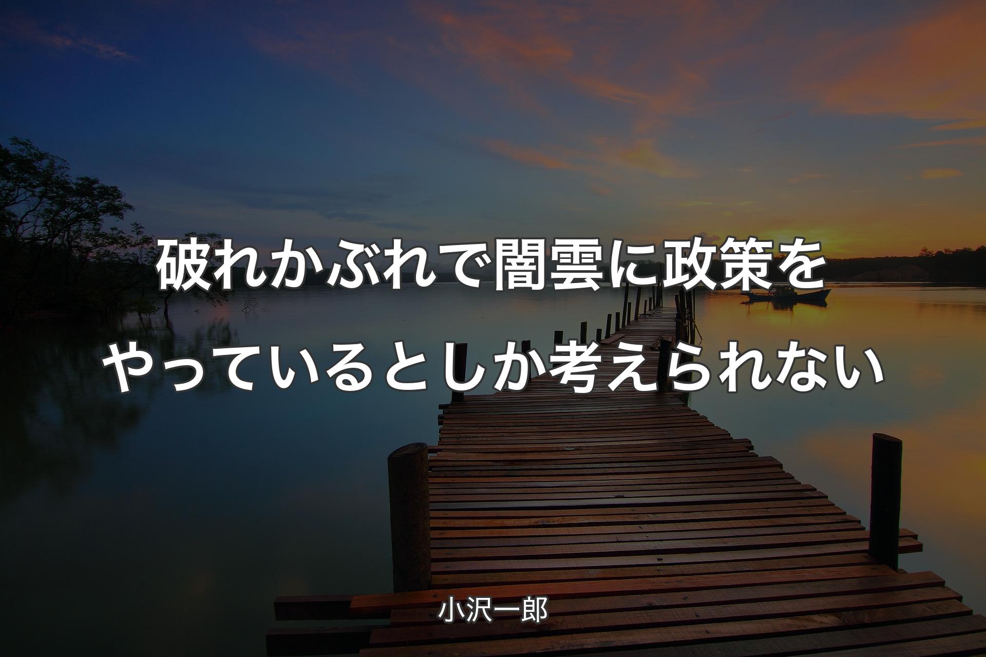 破れかぶれで闇雲に政策をやっているとしか考えられない - 小沢一郎