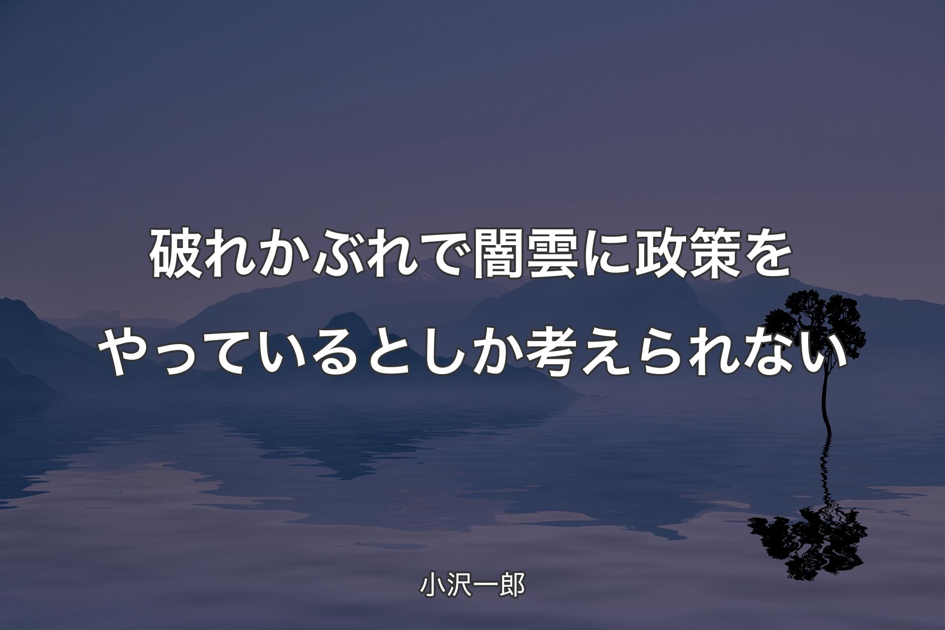 【背景4】破れかぶれで闇雲に政策をやっているとしか考えられない - 小沢一郎