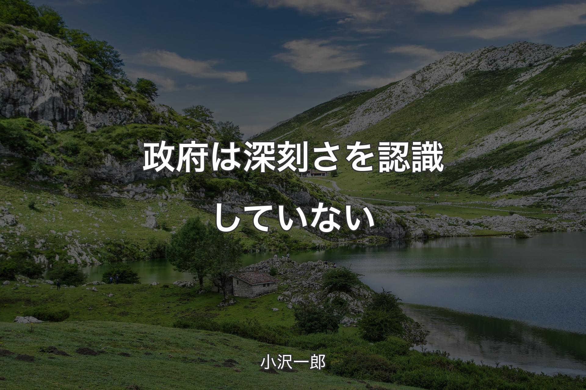 【背景1】政府は深刻さを認識していない - 小沢一郎