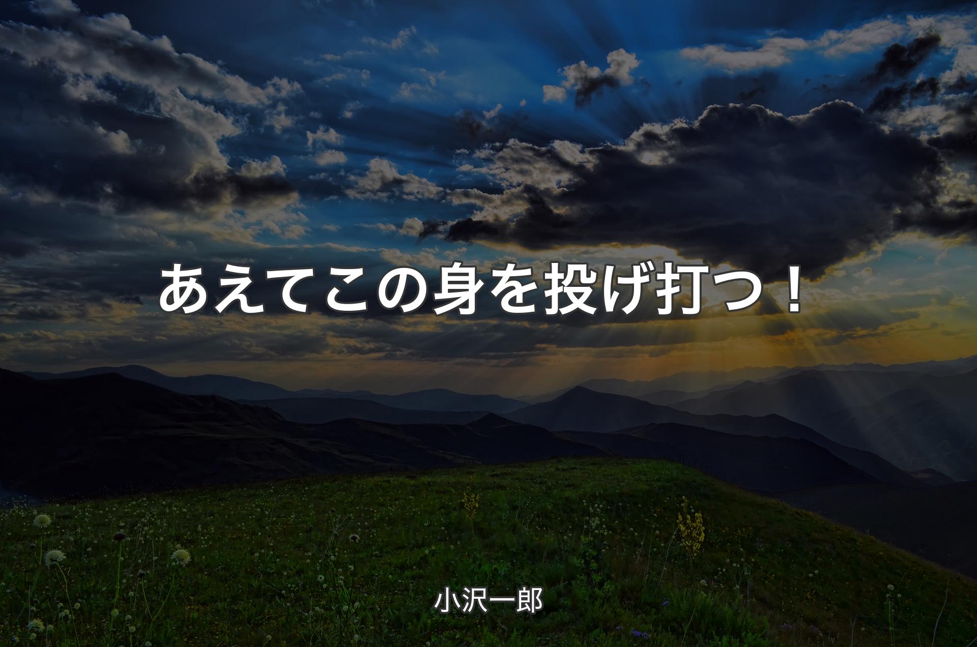 あえてこの身を投げ打つ！ - 小沢一郎