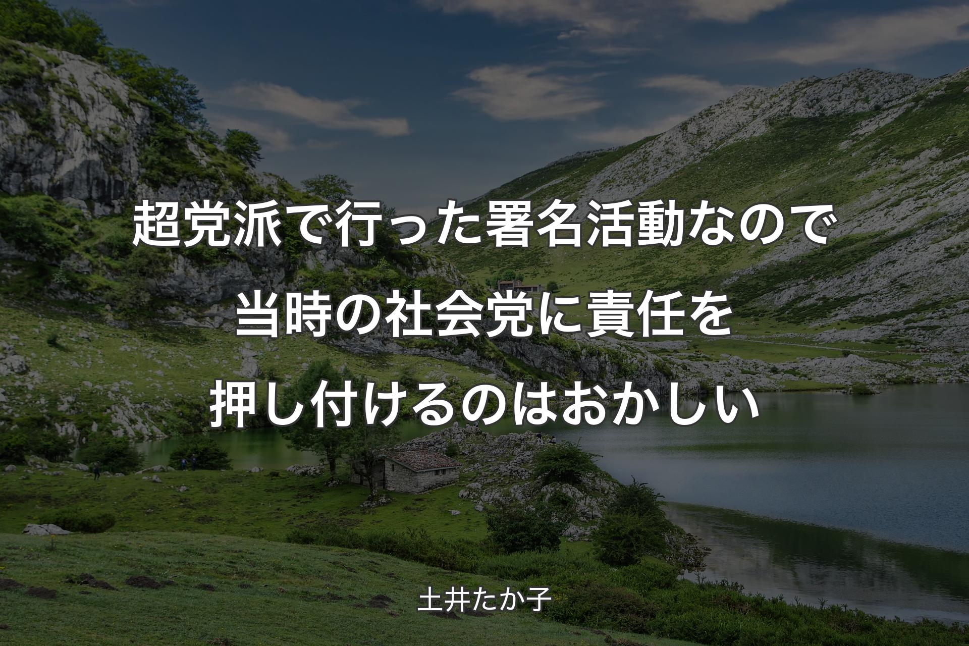 超党派で行った署名活動なので当時の社会党に責任を押し付けるのはおかしい - 土井たか子