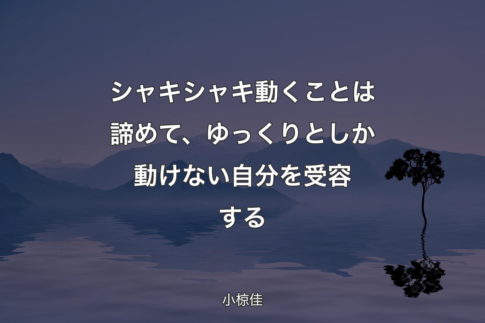 シャキシャキ動くことは諦めて、ゆっくりとしか動けない自分を受容��する - 小椋佳