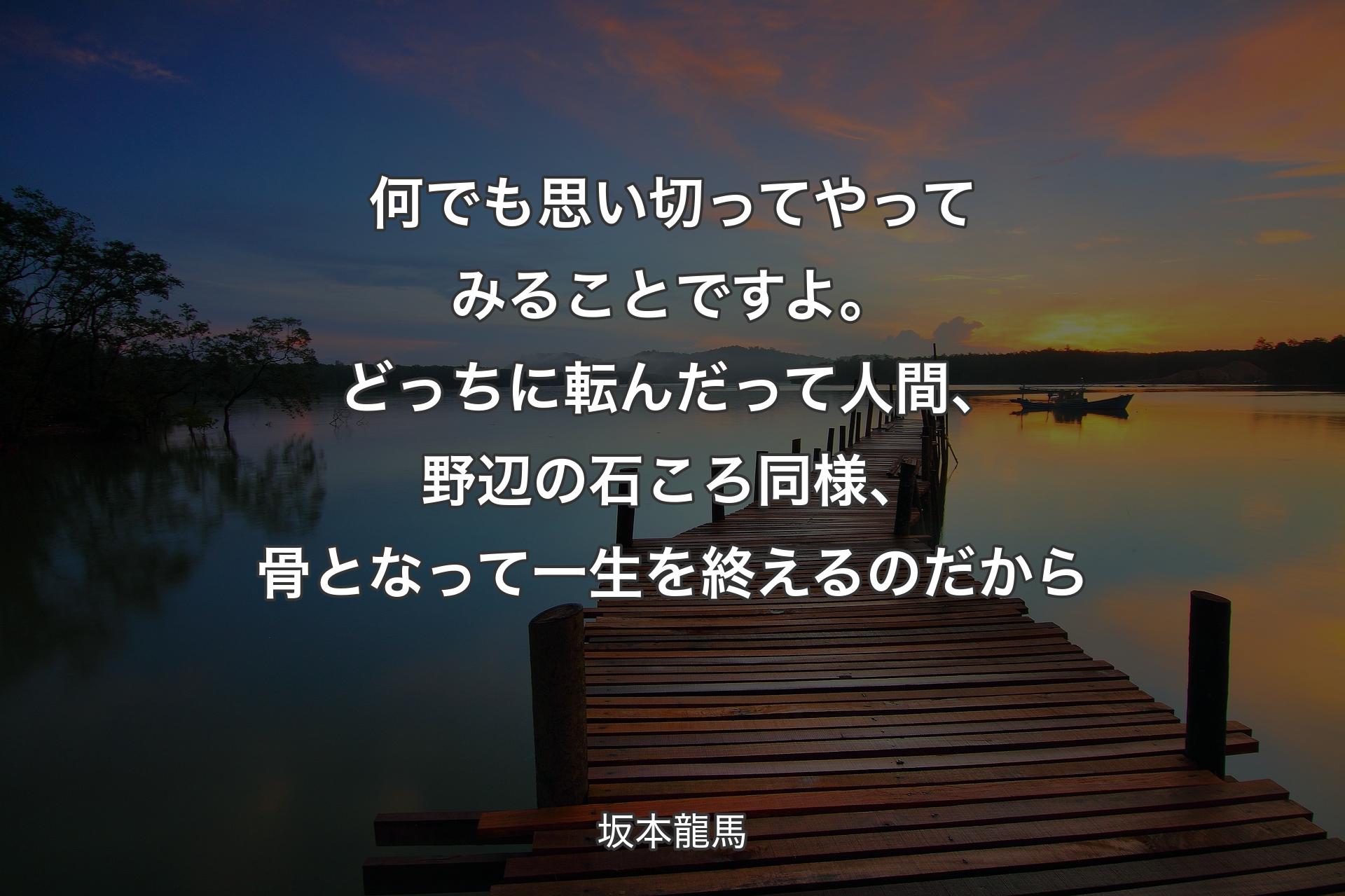 【背景3】何でも思い切ってやってみることですよ。どっちに転んだって人間、野辺の石ころ同様、骨となって一生を終えるのだから - 坂本龍馬