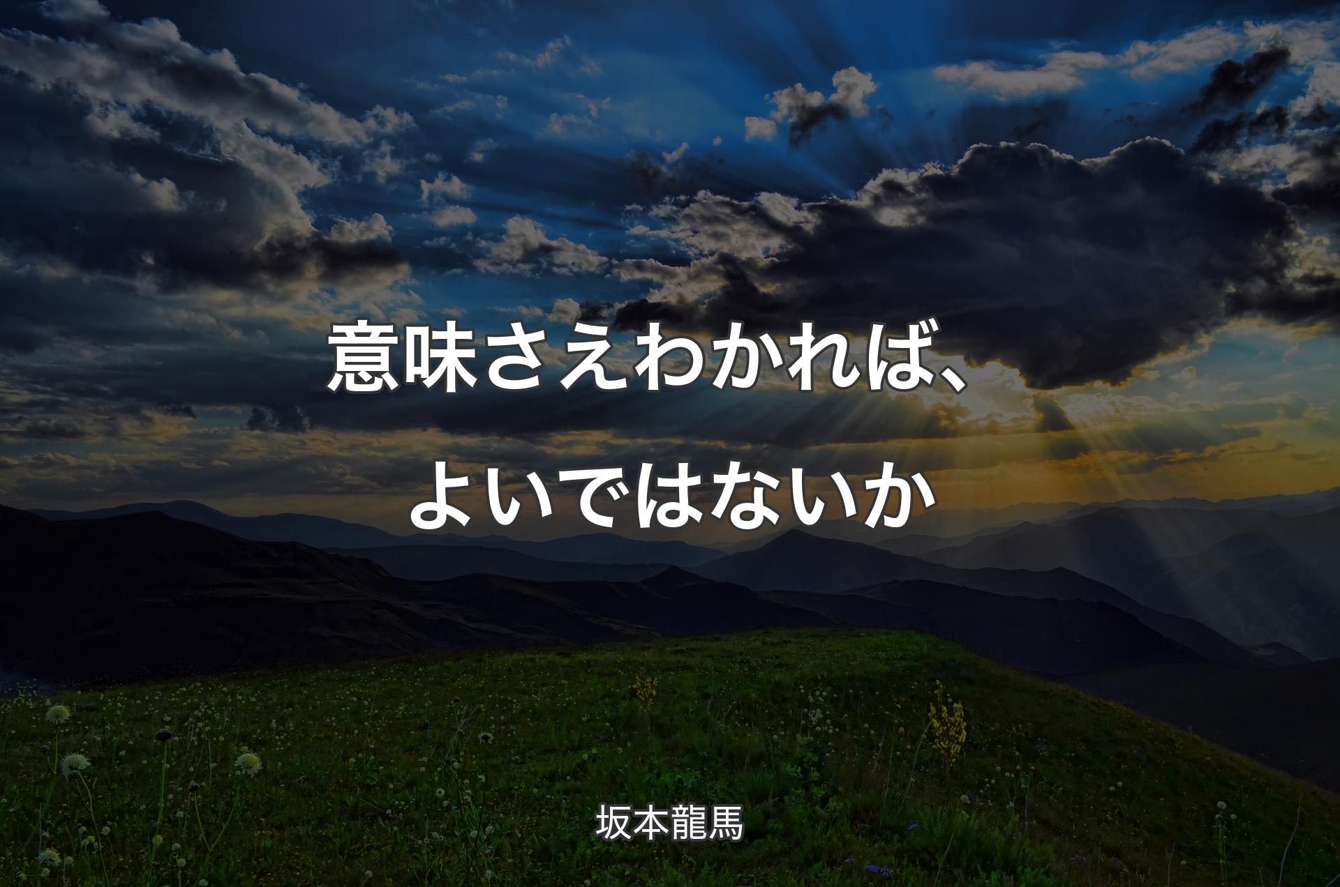 意味さえわかれば、よいではないか - 坂本龍馬