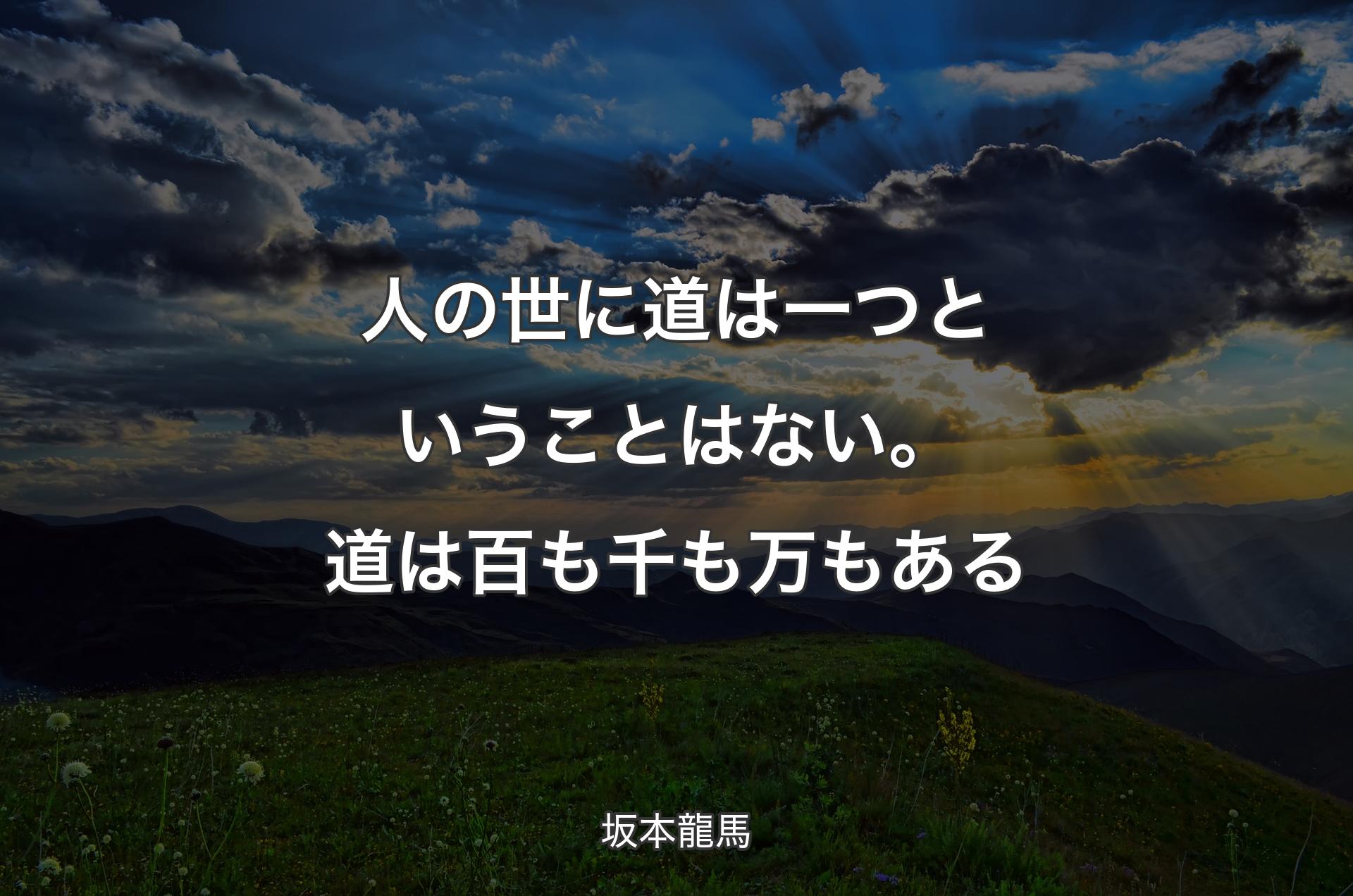 人の世に道は一つということはない。道は百も千も万もある - 坂本龍馬