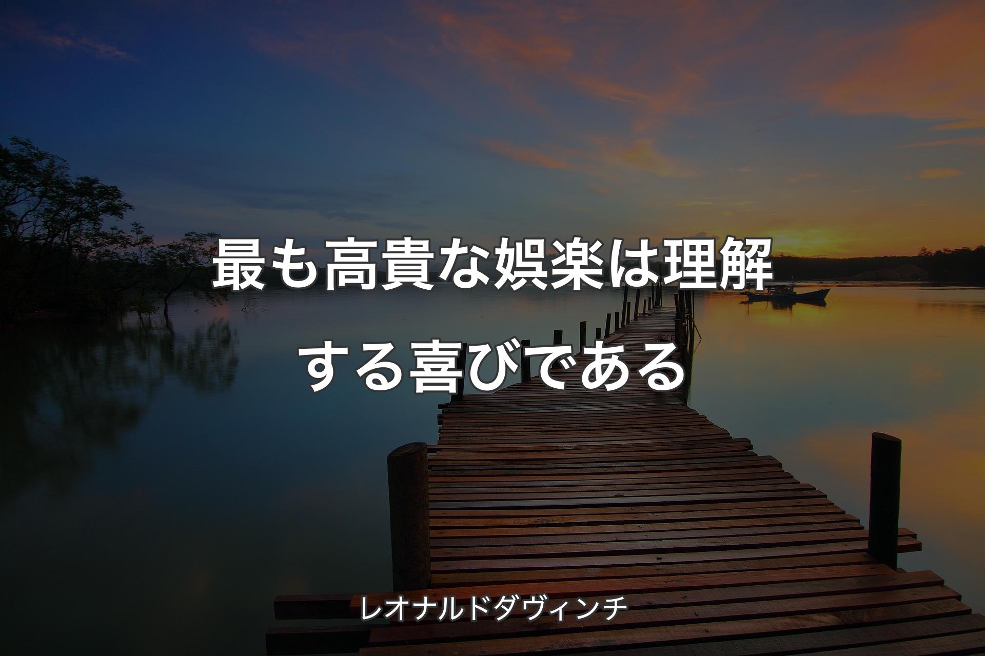 最も高貴な娯楽は理解する喜びである - レオナルドダヴィンチ