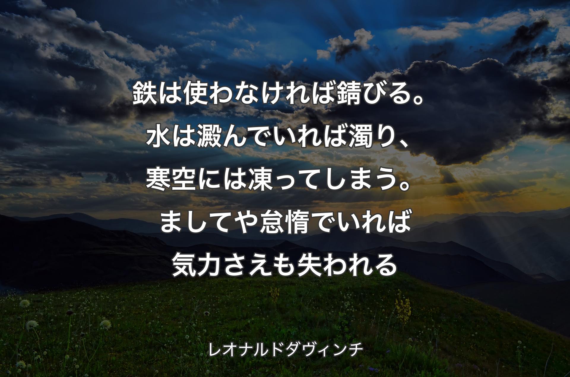 鉄は使わなければ錆びる。水は澱んでいれば濁り、寒空には凍ってしまう。ましてや怠惰でいれば気力さえも失われる - レオナルドダヴィンチ