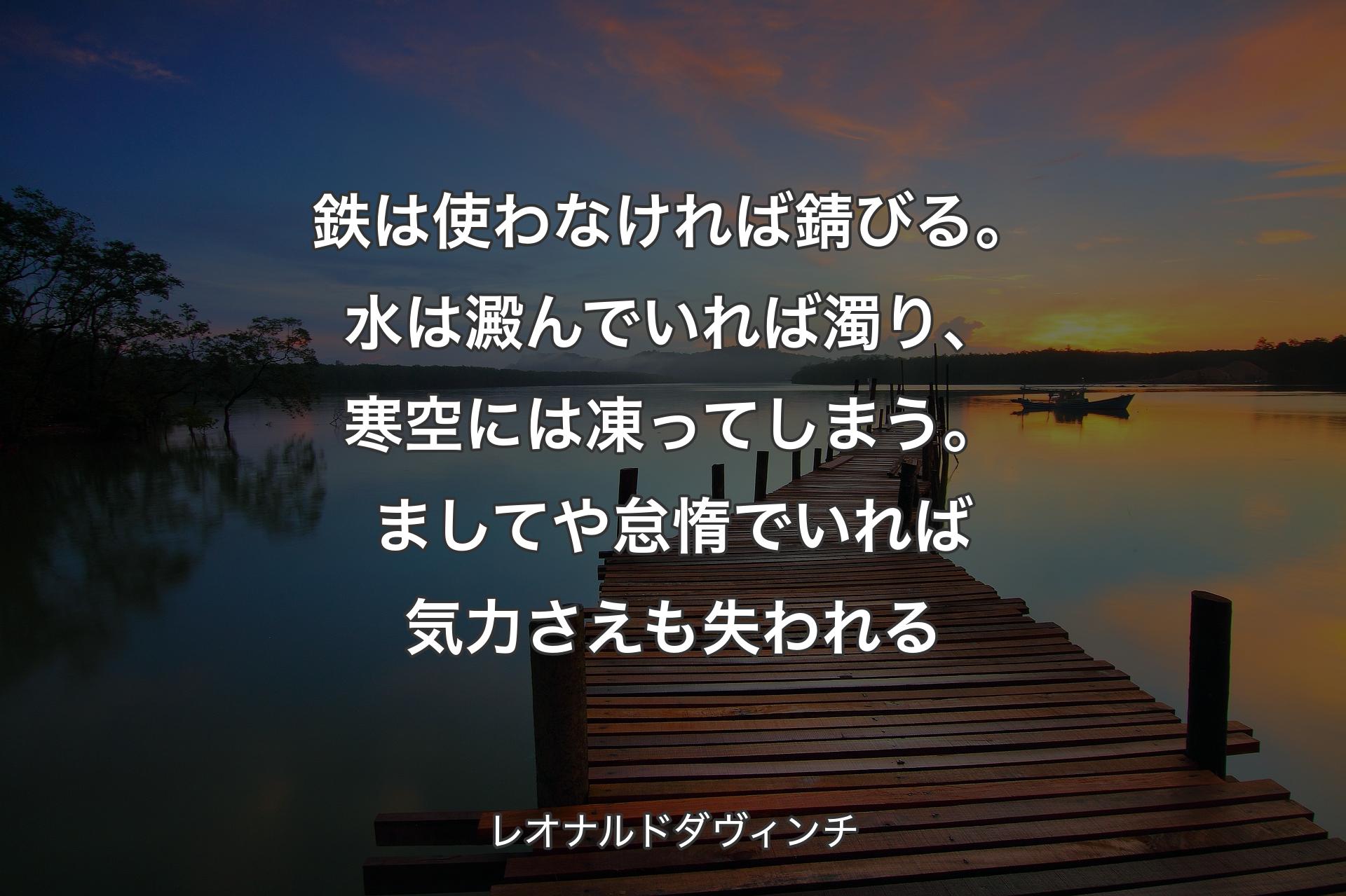 鉄は使わなければ錆びる。水は澱んでいれば濁り、寒空には凍ってしまう。ましてや怠惰でいれば気力さえも失われる - レオナルドダヴィンチ