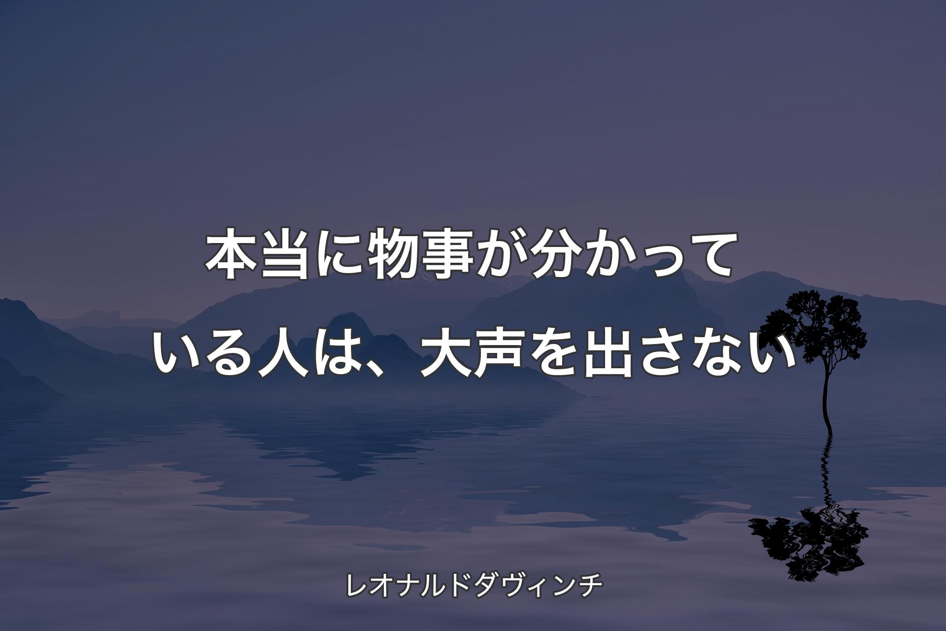 本当に物事が分かっている人は、大声を出さない - レオナルドダヴィンチ