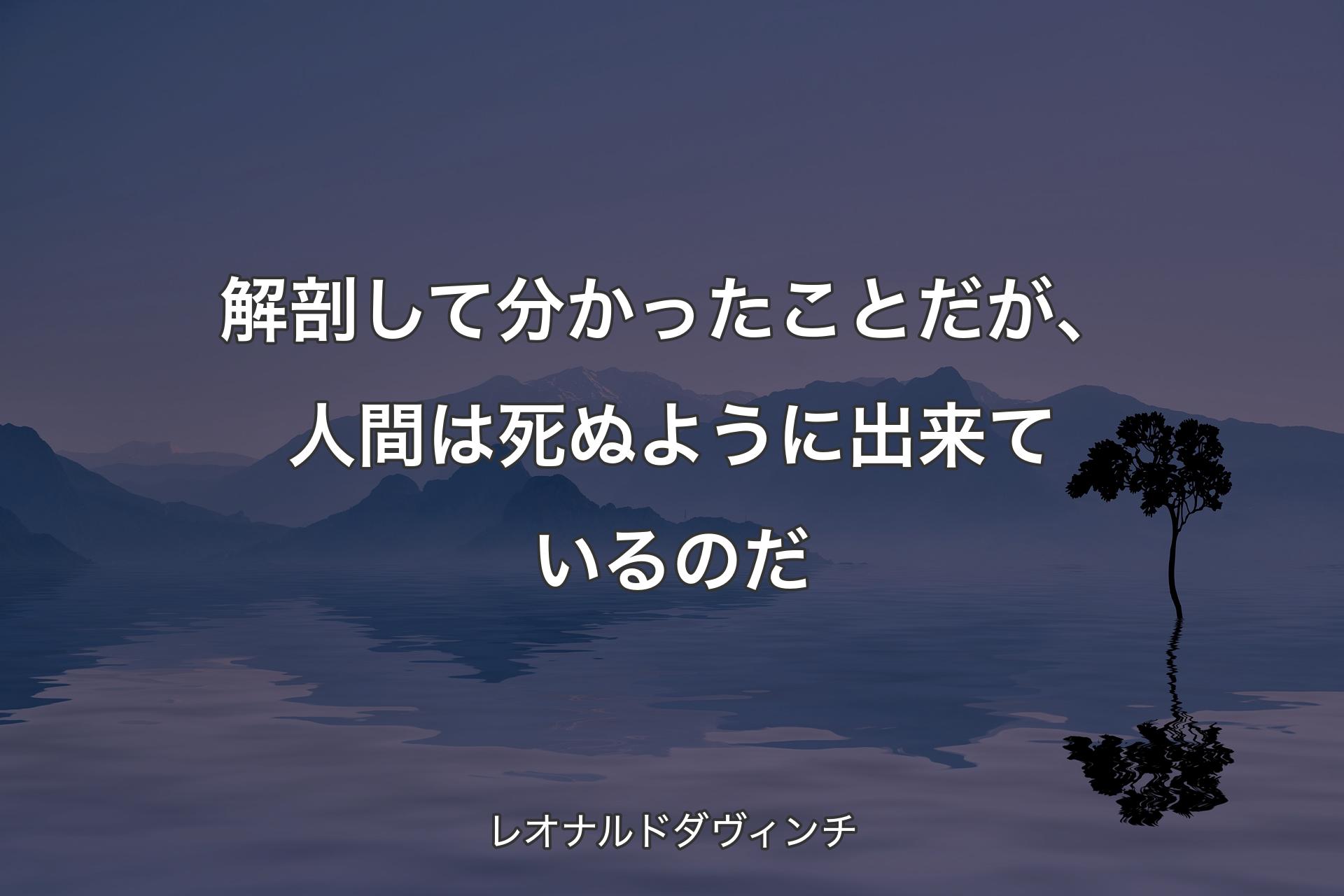 解剖して分かったことだが、人間は死ぬように出来ているのだ - レオナルドダヴィンチ