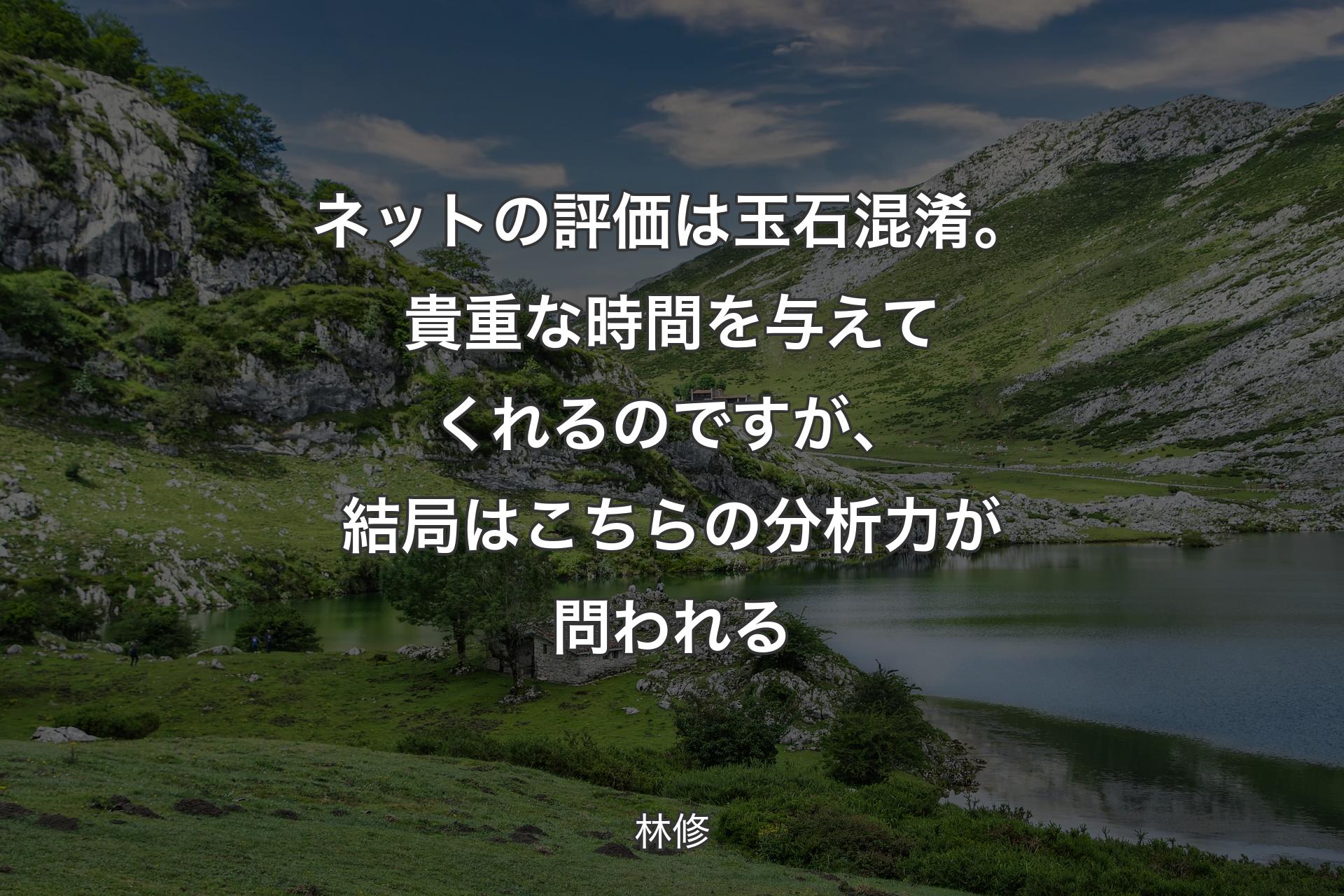 【背景1】ネットの評価は玉石混淆。貴重な時間を与えてくれるのですが、結局はこちらの分析力が問われる - 林修