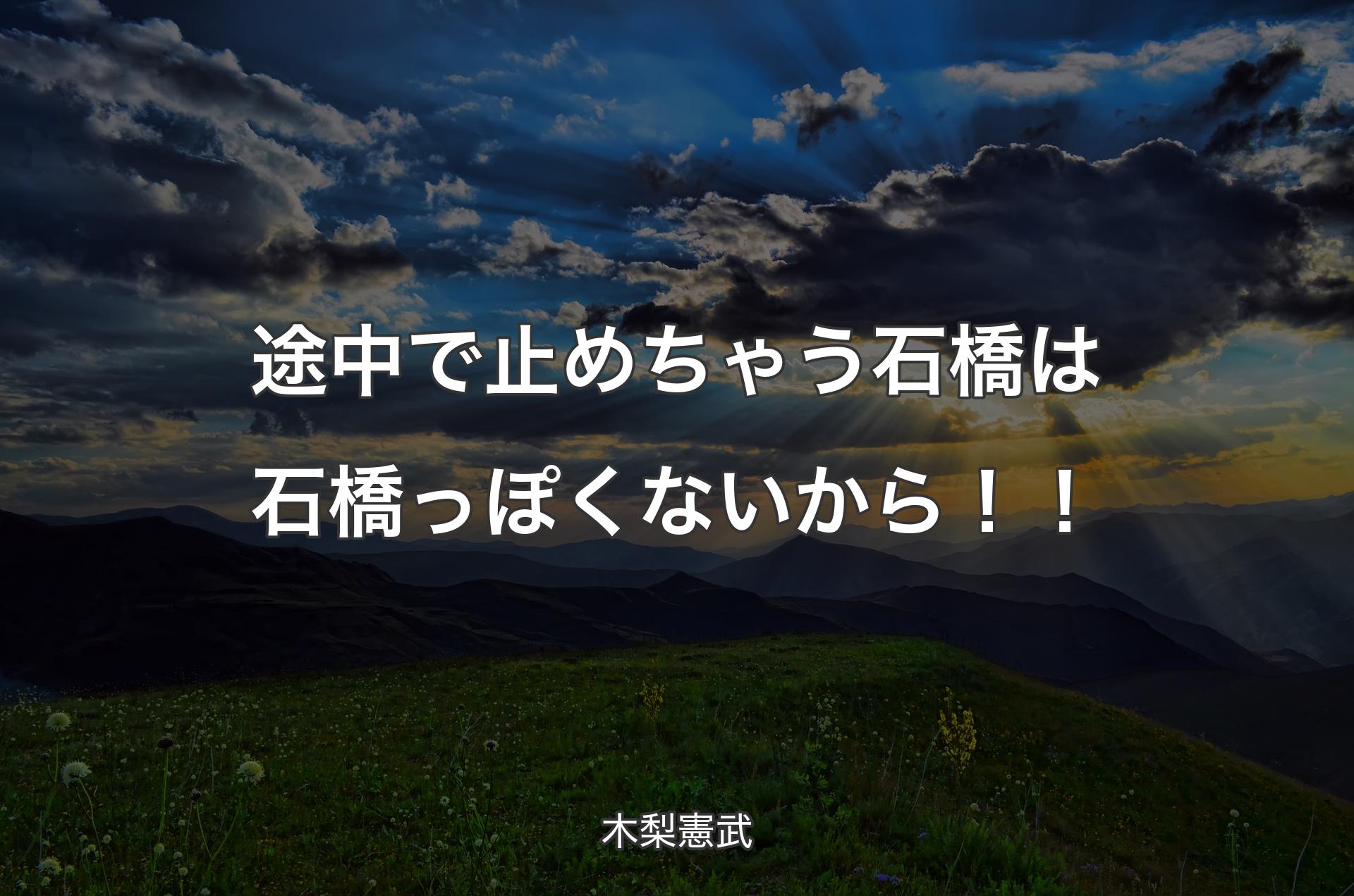 途中で止めちゃう石橋は石橋っぽくないから！！ - 木梨憲武