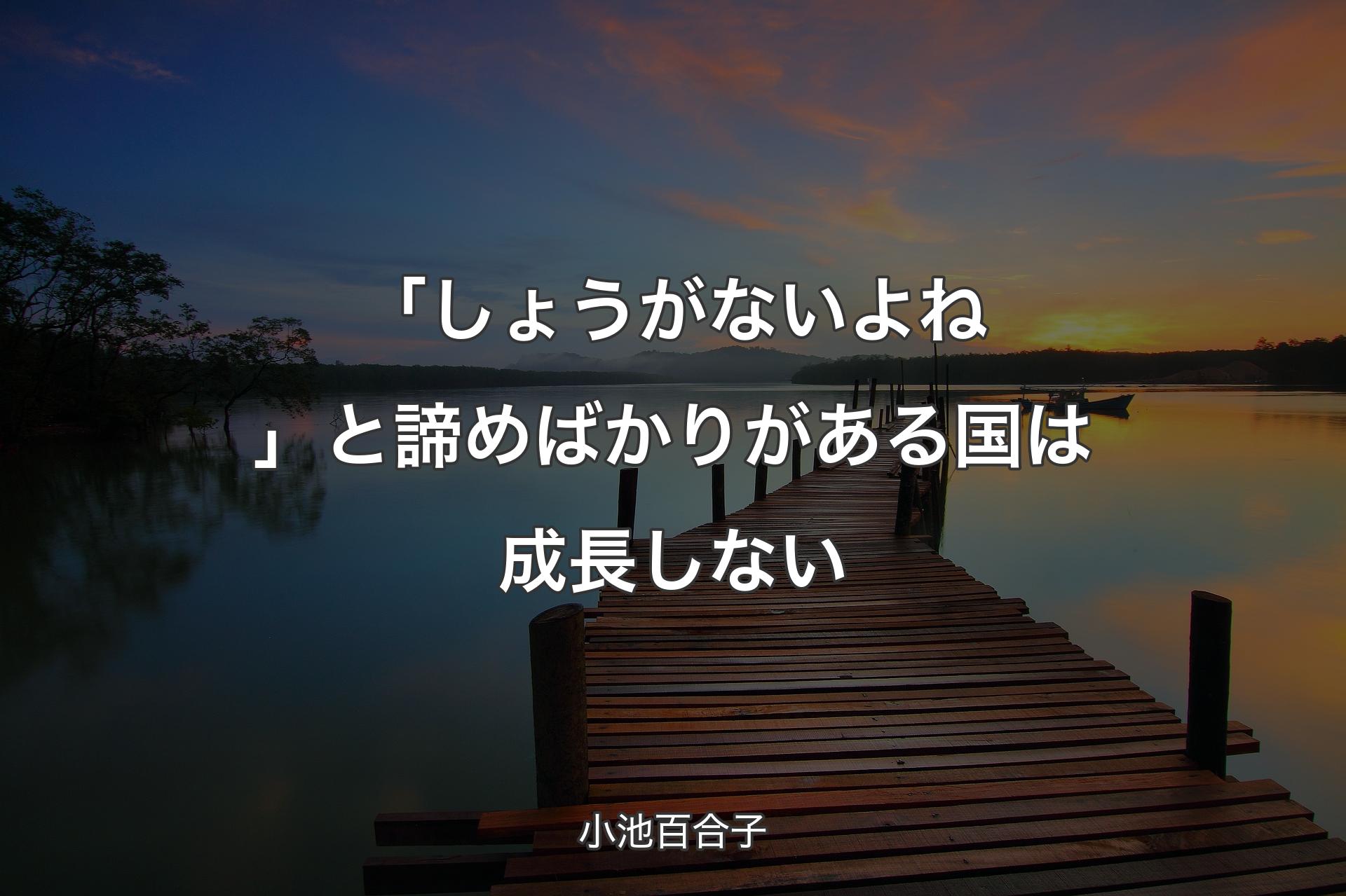 【背景3】「しょうがないよね」と諦めばかりがある国は成長しない - 小池百合子