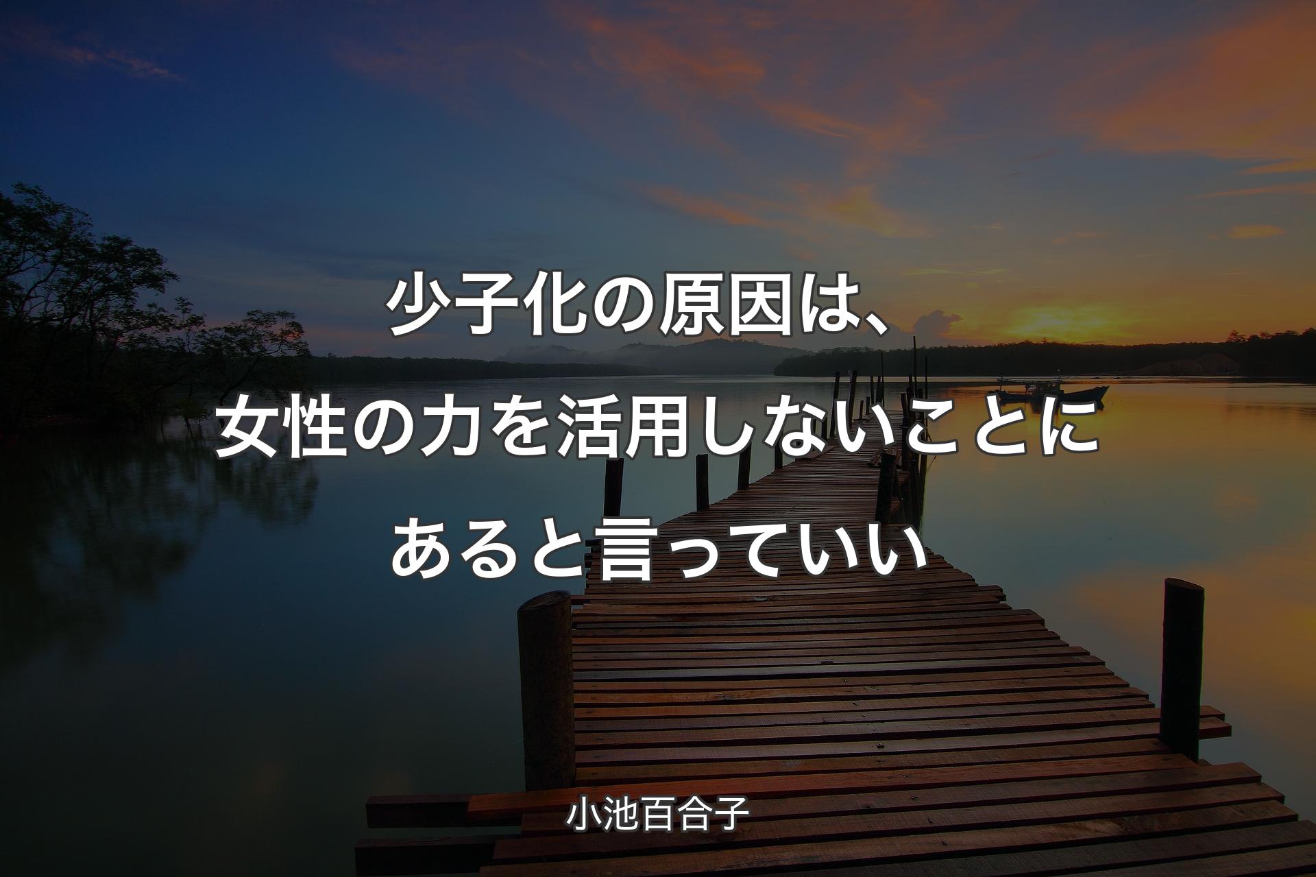 少子化の原因は、女性の力を活用しないことにあると言っていい - 小池百合子