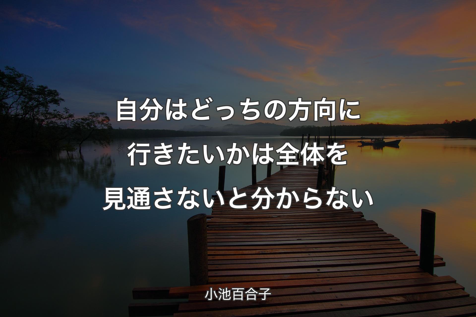 自分はどっちの方向に行きたいかは全体を見通さないと分からない - 小池百合子