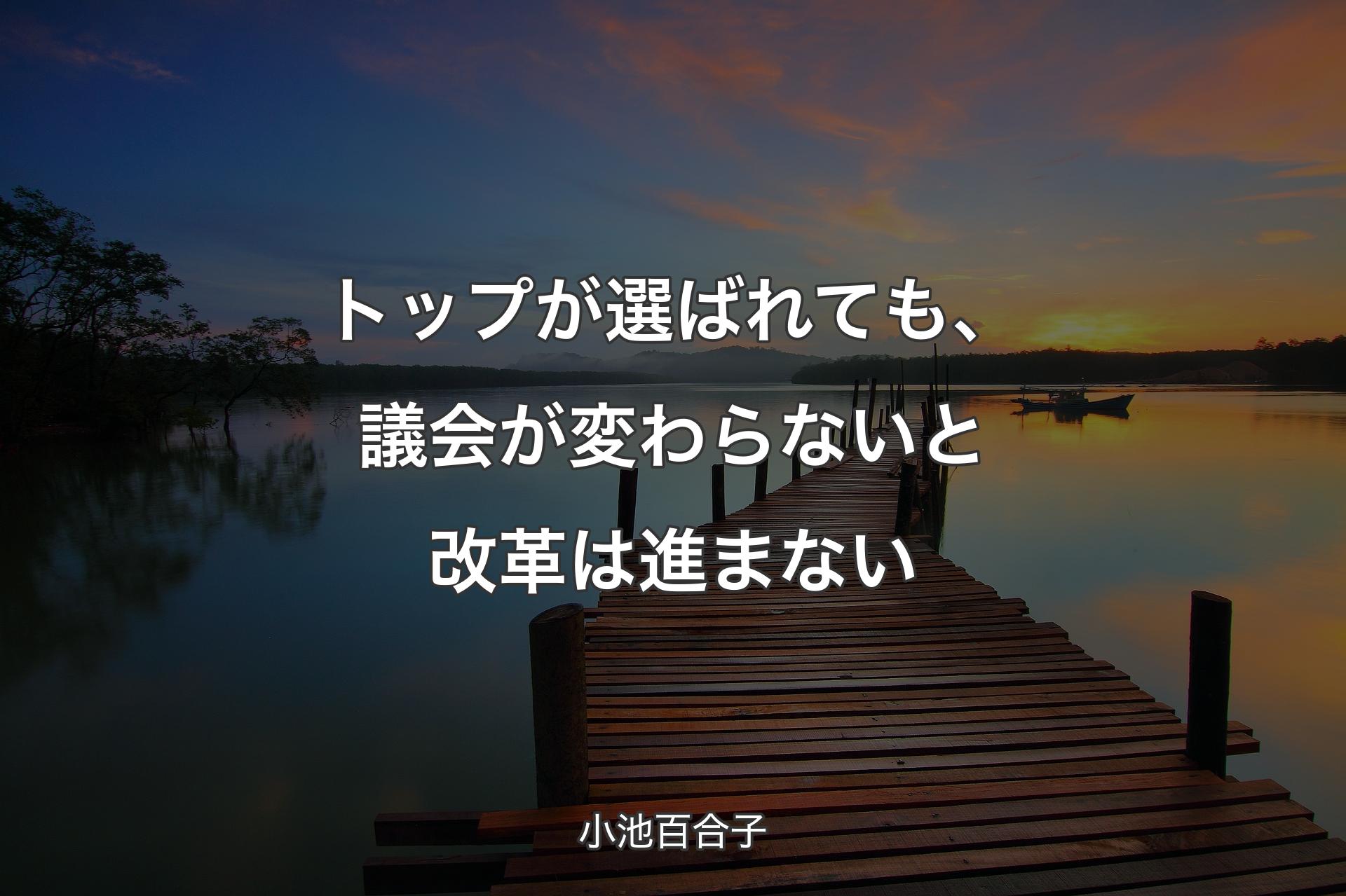 トップが選ばれても、議会が変わらないと改革は進まない - 小池百合子