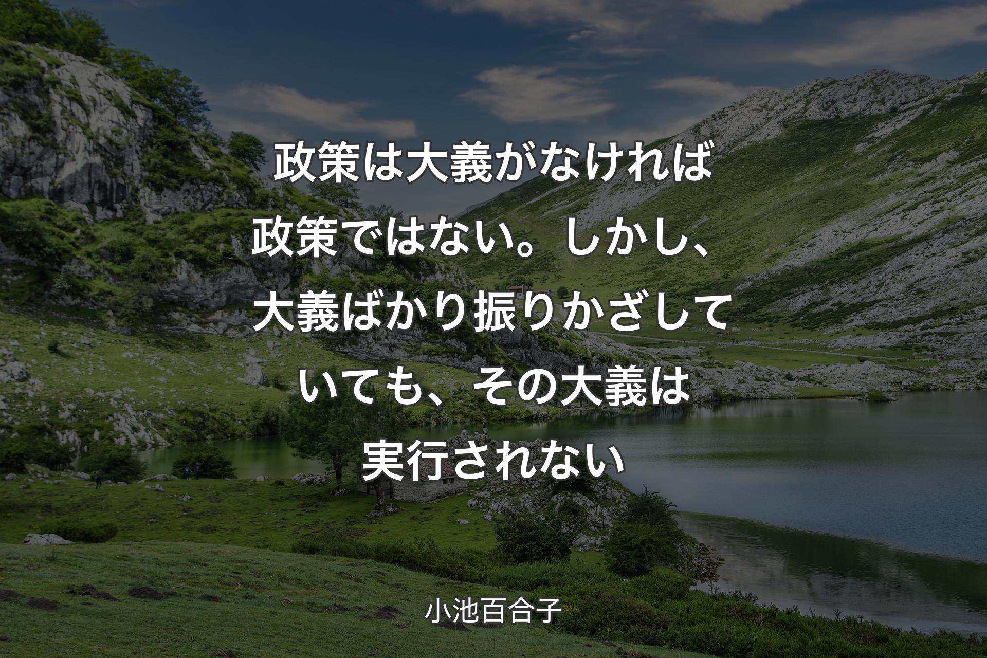 【背景1】政策は大義がなければ政策ではない。しかし、大義ばかり振りかざしていても、その大義は実行されない - 小池百合子