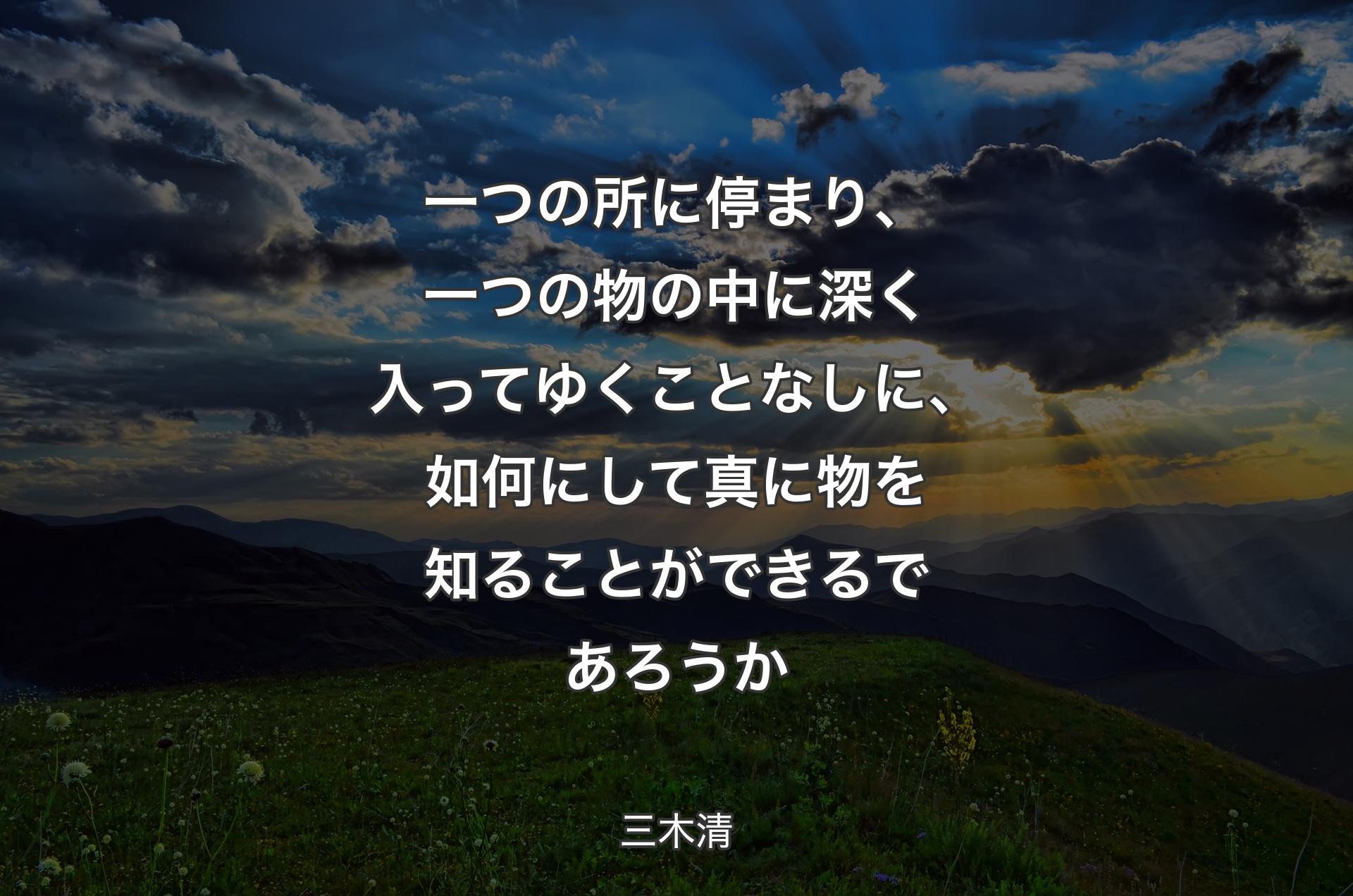 一つの所に停まり、一つの物の中に深く入ってゆくことなしに、如何にして真に物を知ることができるであろうか - 三木清