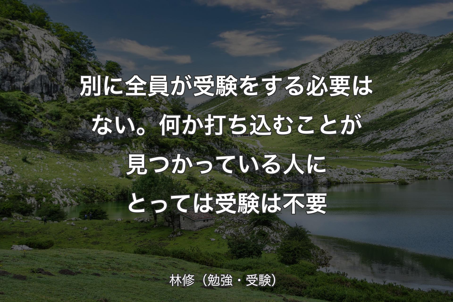 【背景1】別に全員が受験をする必要はない。何か打ち込むことが見つかっている人にとっては受験は不要 - 林修（勉強・受験）