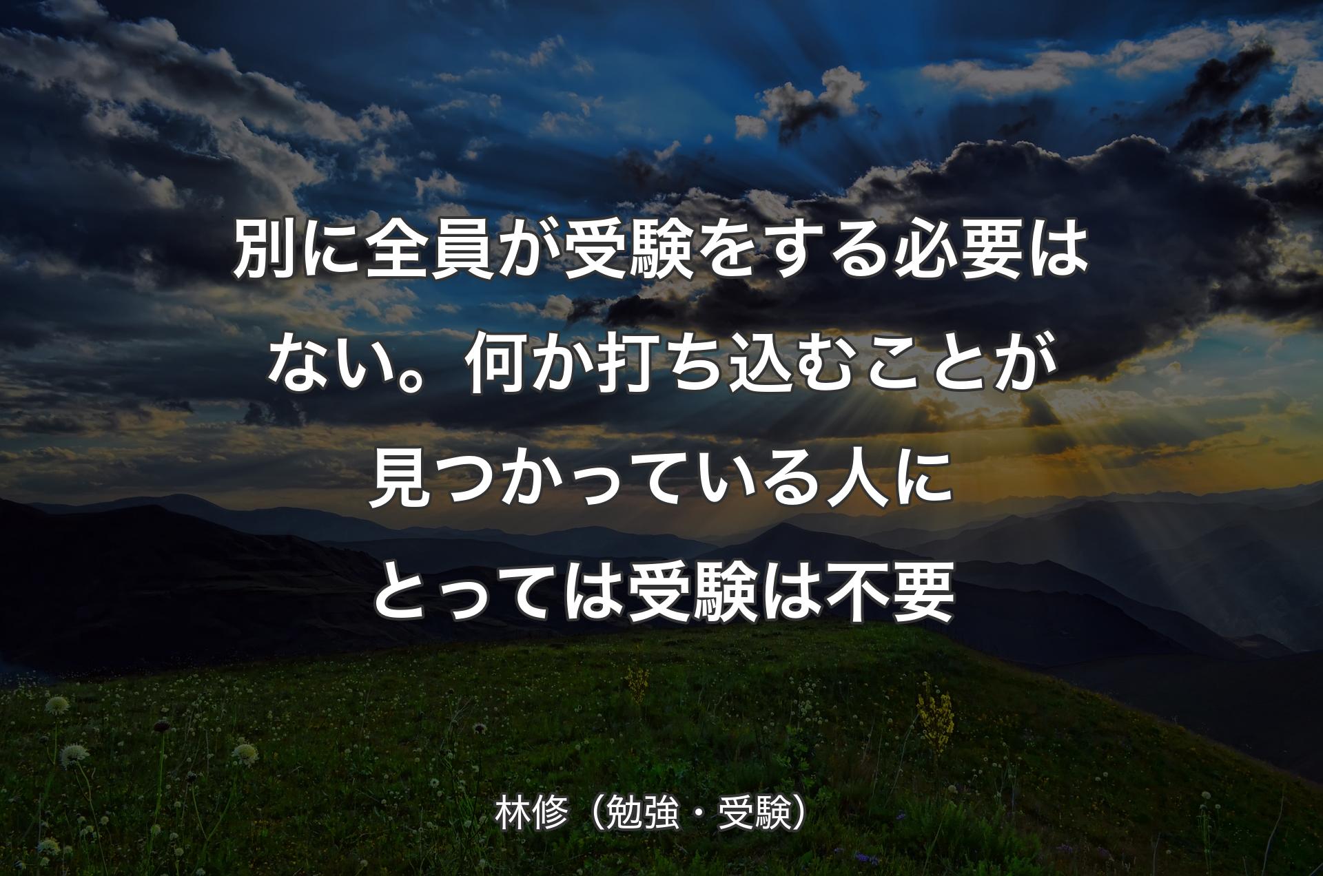 別に全員が受験をする必要はない。何か打ち込むことが見つかっている人にとっては受験は不要 - 林修（勉強・受験）