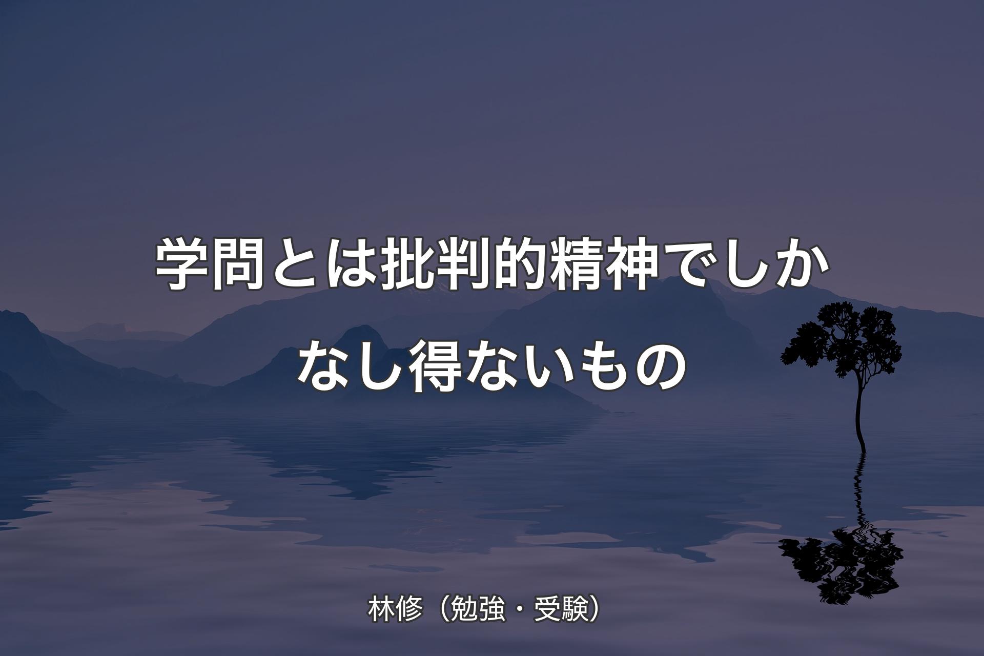 【背景4】学問とは批判的精神でしかなし得ないもの - 林修（勉強・受験�）