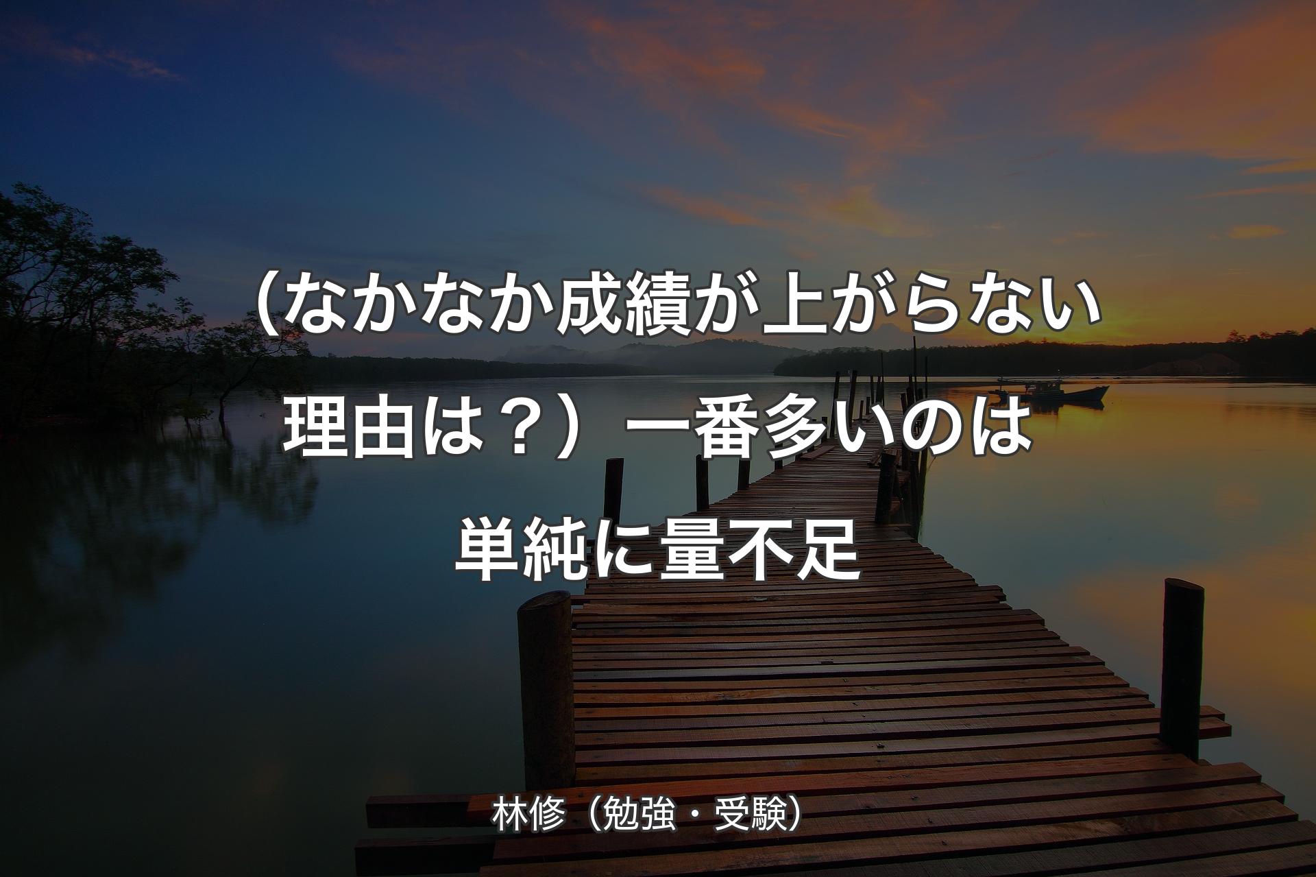 【背景3】（なかなか成績が上がらない理由は？）一番多いのは単純に量不足 - 林修（勉強・受験）