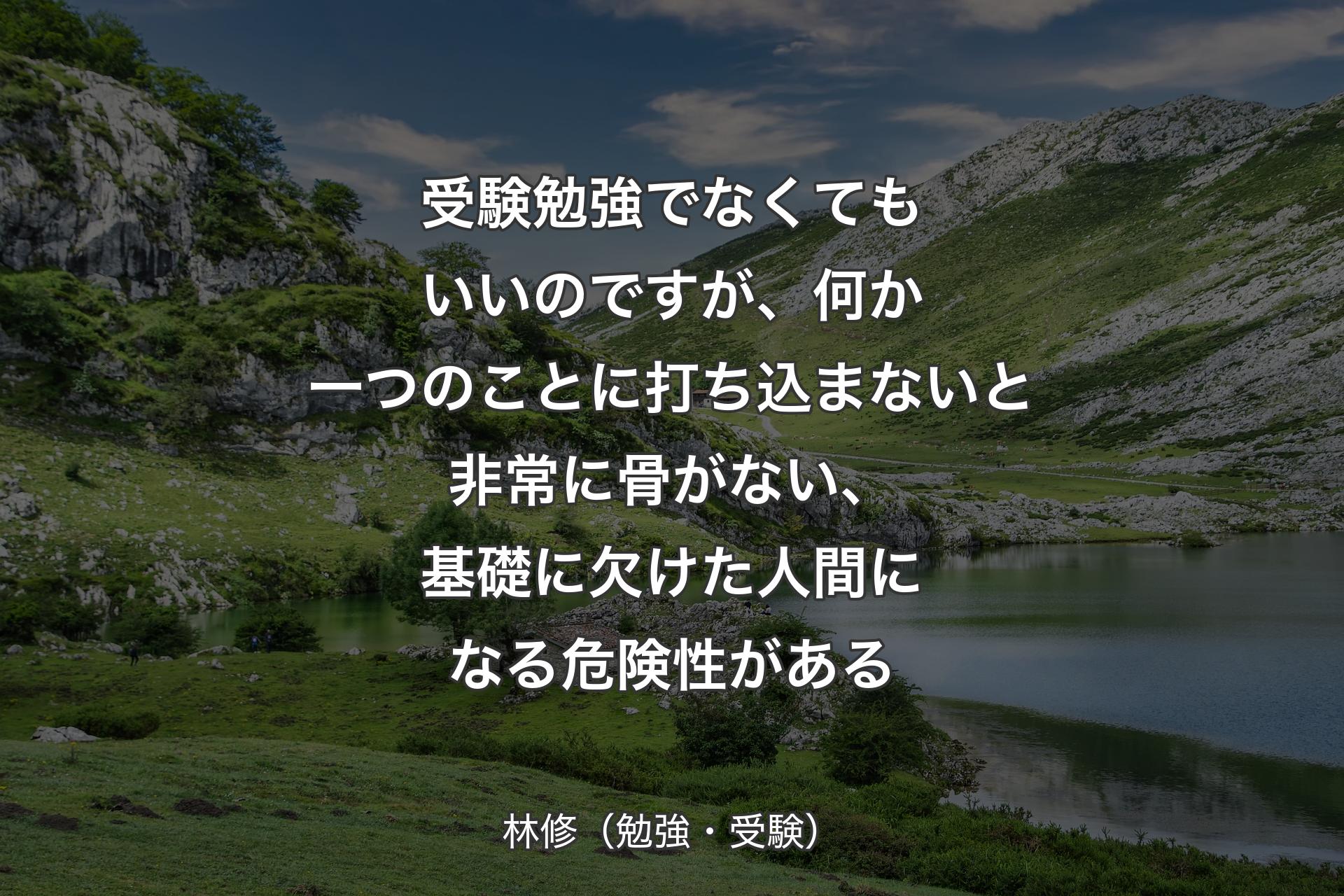 受験勉強でなくてもいいのですが、何か一つのことに打ち込まないと非常に骨がない、基礎に欠けた人間になる危険性がある - 林修（勉強・受験）