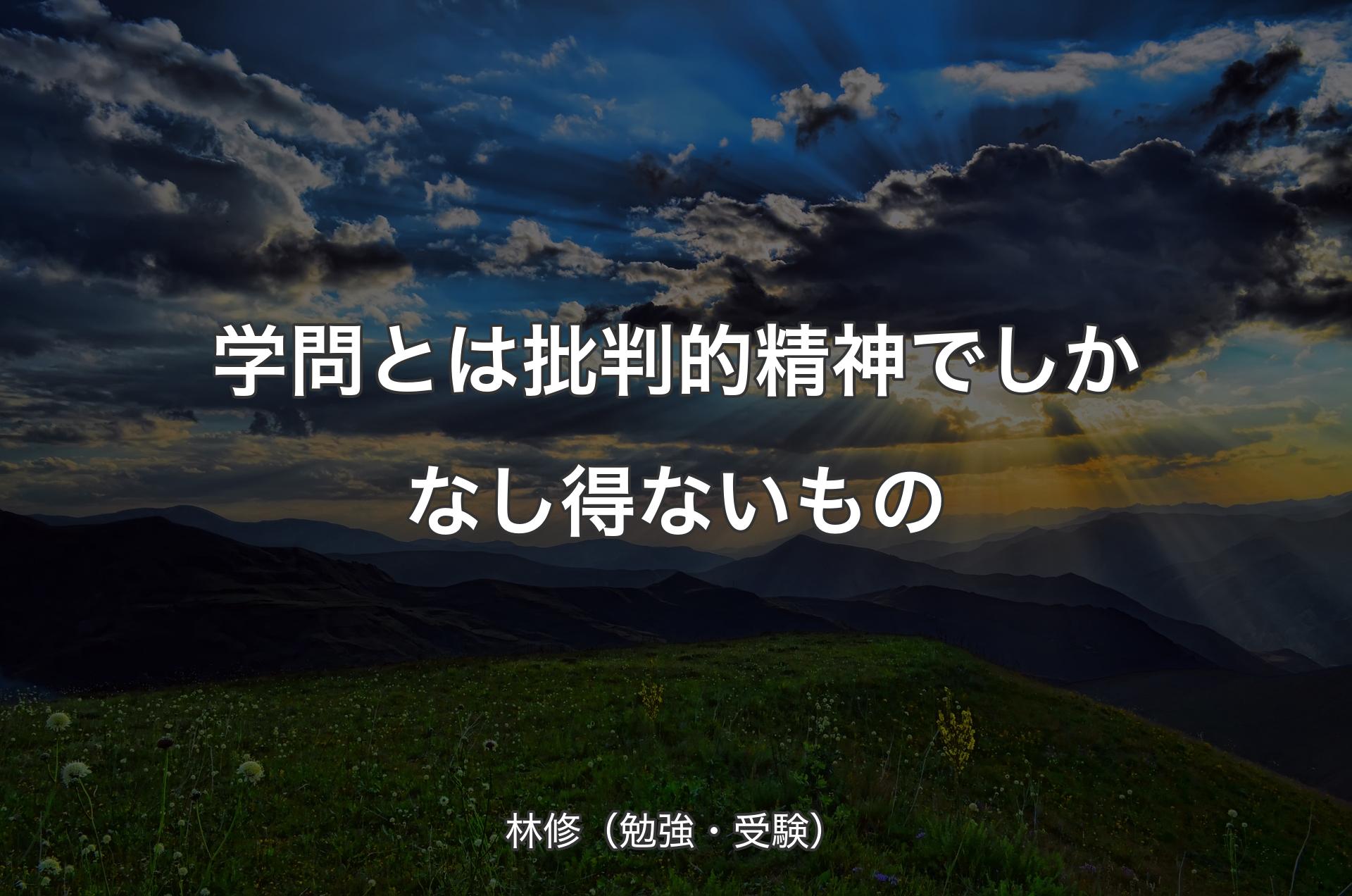 学問とは批判的精神でしかなし得ないもの - 林修（勉強・受験）