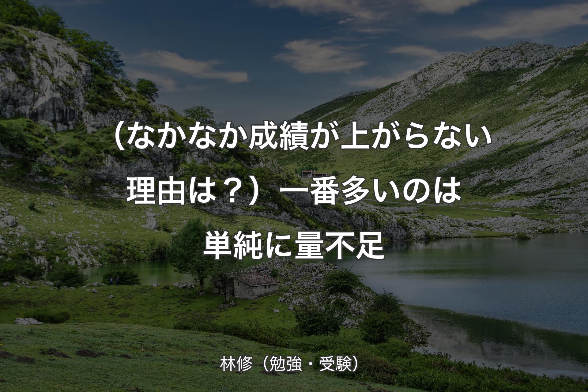 （なかなか成績が上がらない理由は？）一番多いのは単純に量不足 - 林修（勉強・受験）