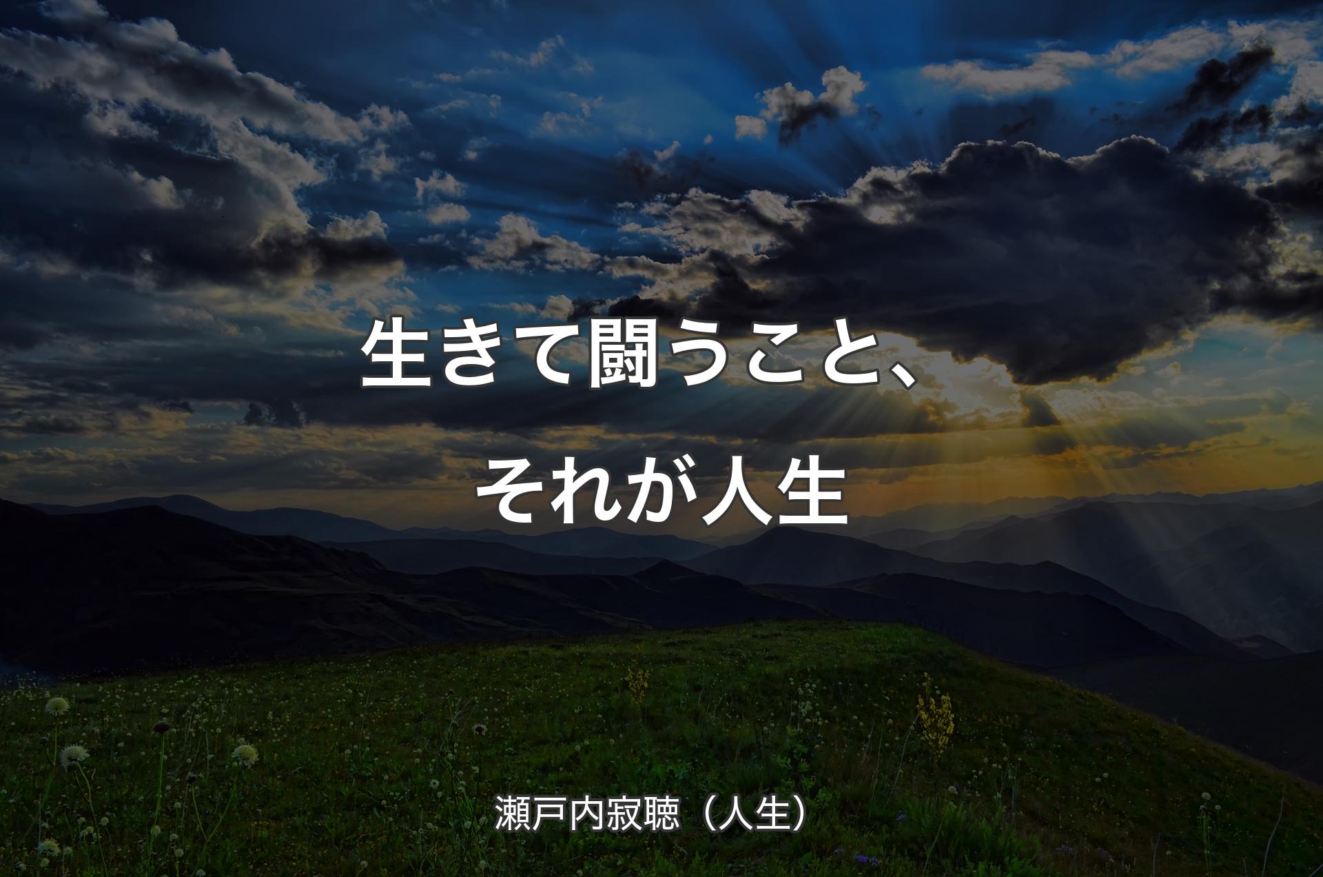 生きて闘うこと、それが人生 - 瀬戸内寂聴（人生）