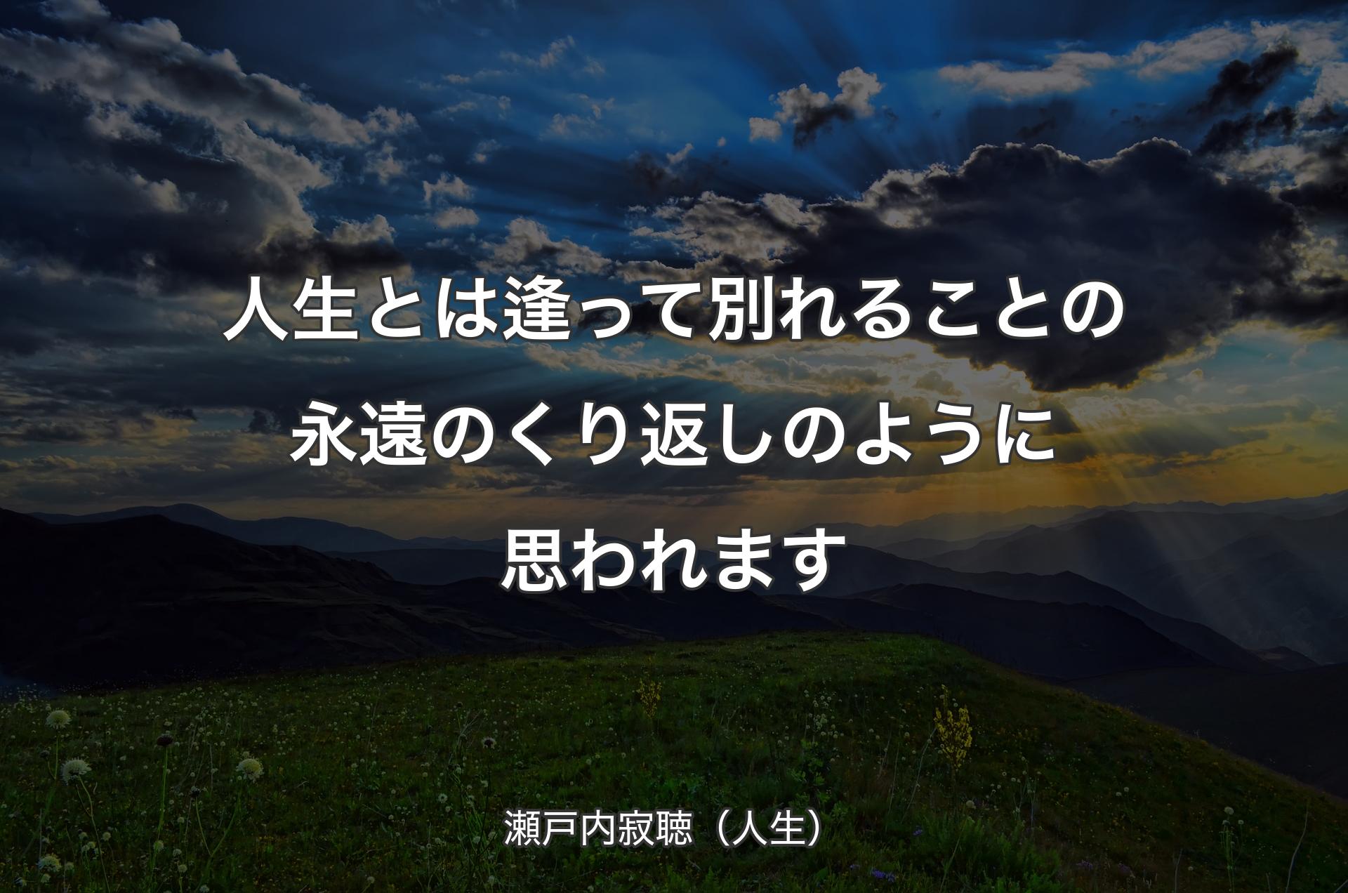 人生とは逢って別れることの永遠のくり返しのように思われます - 瀬戸内寂聴（人生）