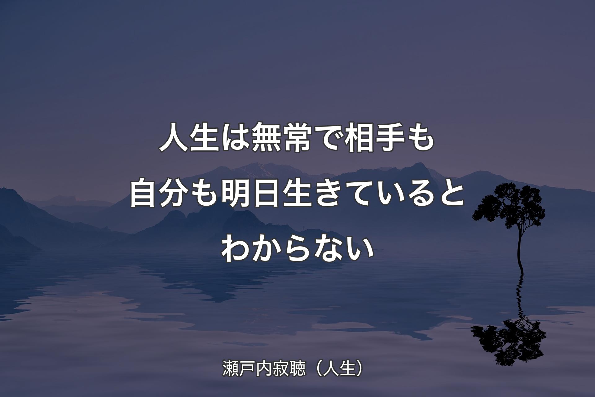 【背景4】人生は無常で相手も自分も明日生きているとわからない - 瀬戸内寂聴（人生）