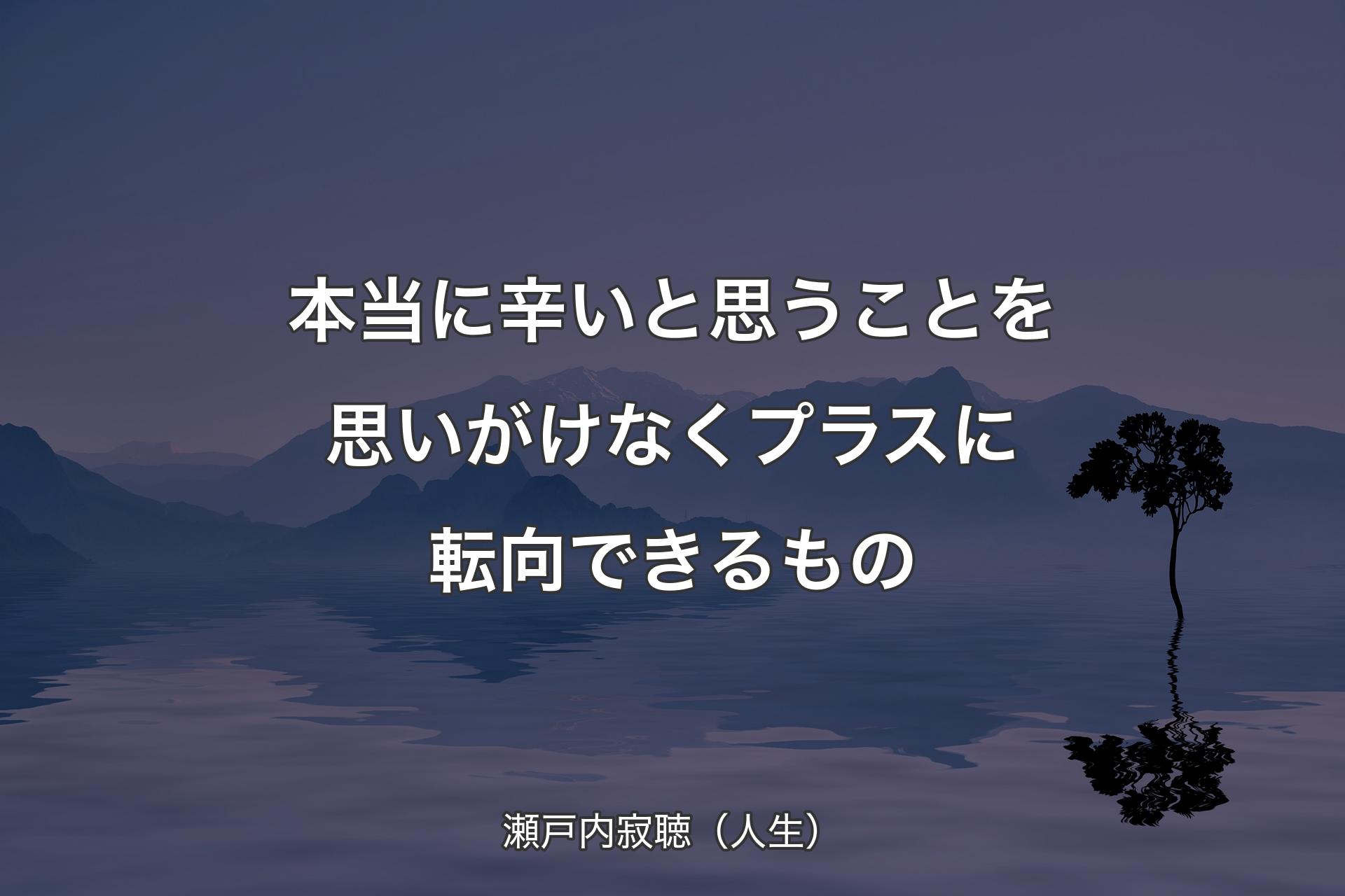 【背景4】本当に辛いと思うことを思いがけなくプラスに転向できるもの - 瀬戸内寂聴（人生）