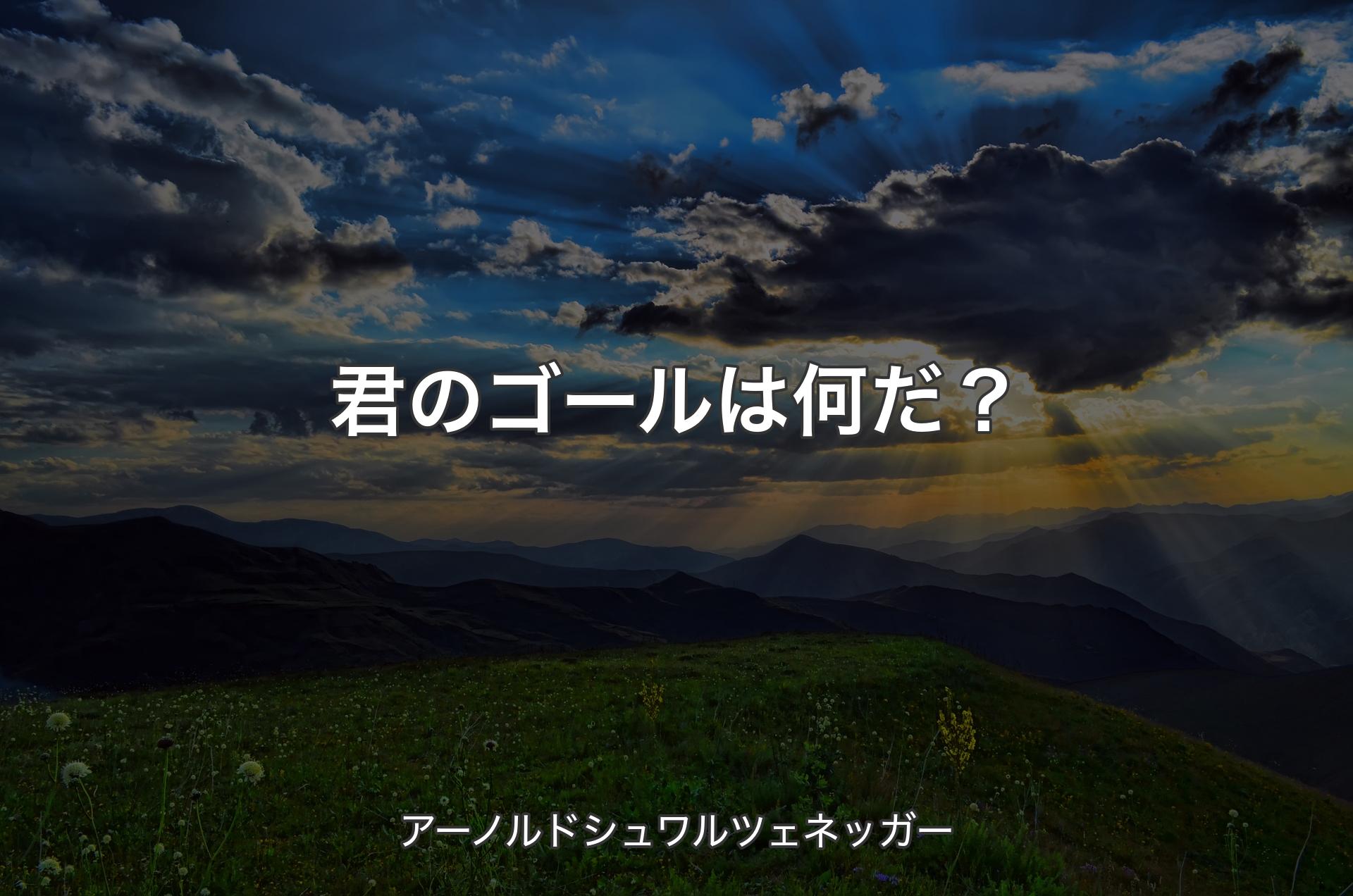 君のゴールは何だ？ - アーノルドシュワルツェネッガー