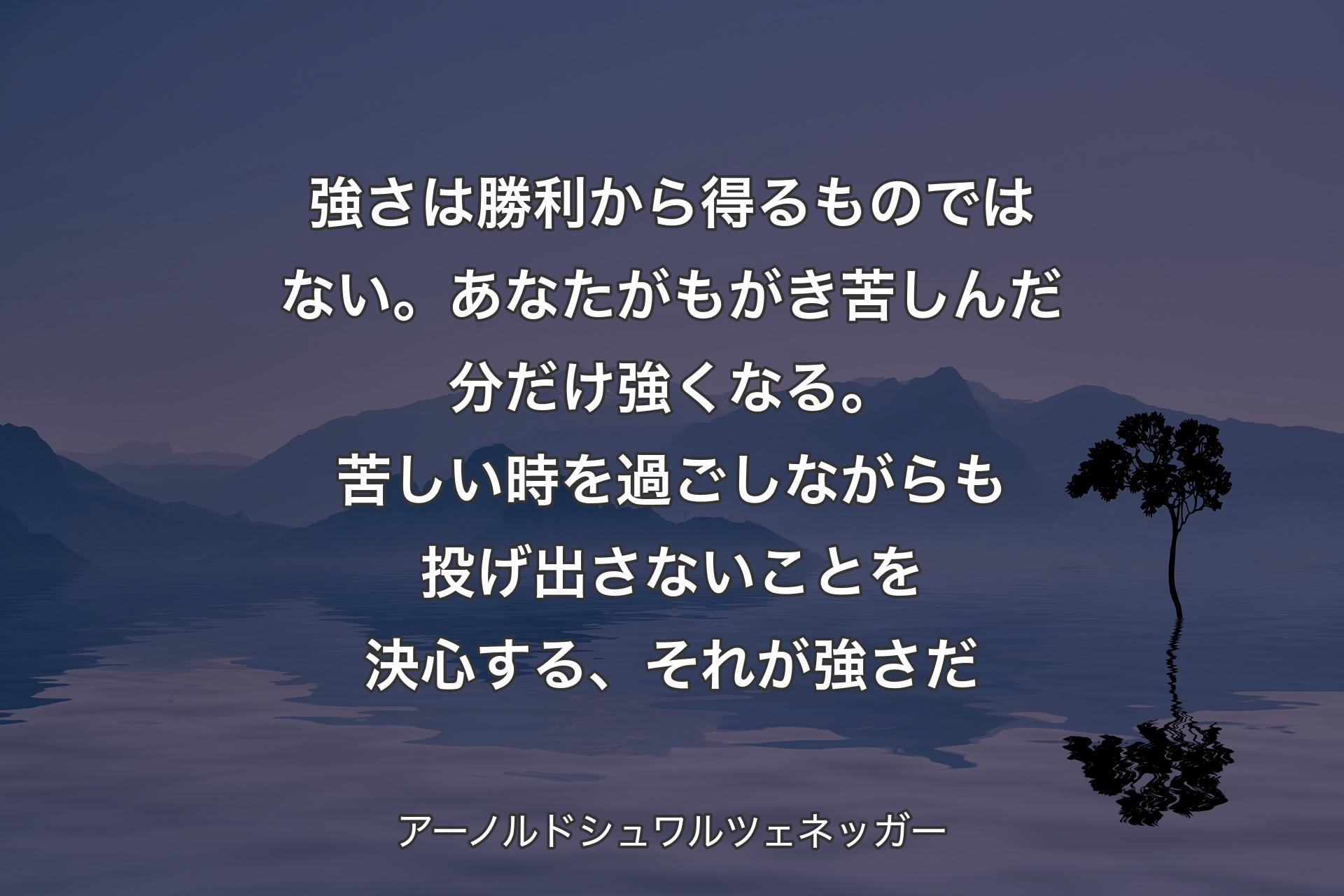 【背景4】強さは勝利から得るものではない。あなたがもがき苦しんだ分だけ強くなる。苦しい時を過ごしながらも投げ出さないことを決心する、それが強さだ - アーノルドシュワルツェネッガー