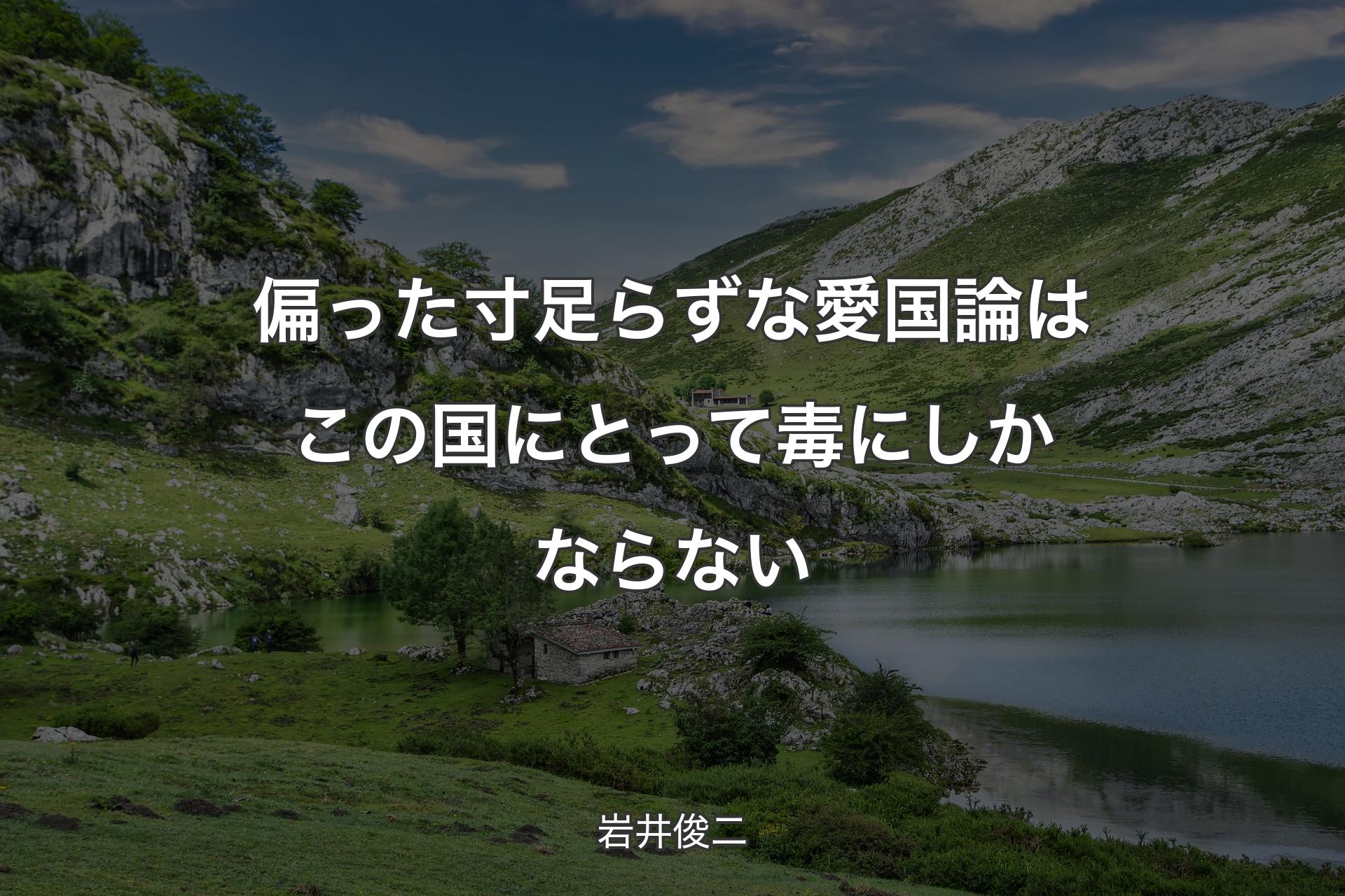 【背景1】偏った寸足らずな愛国論はこの国にとって毒にしかならない - 岩井俊二