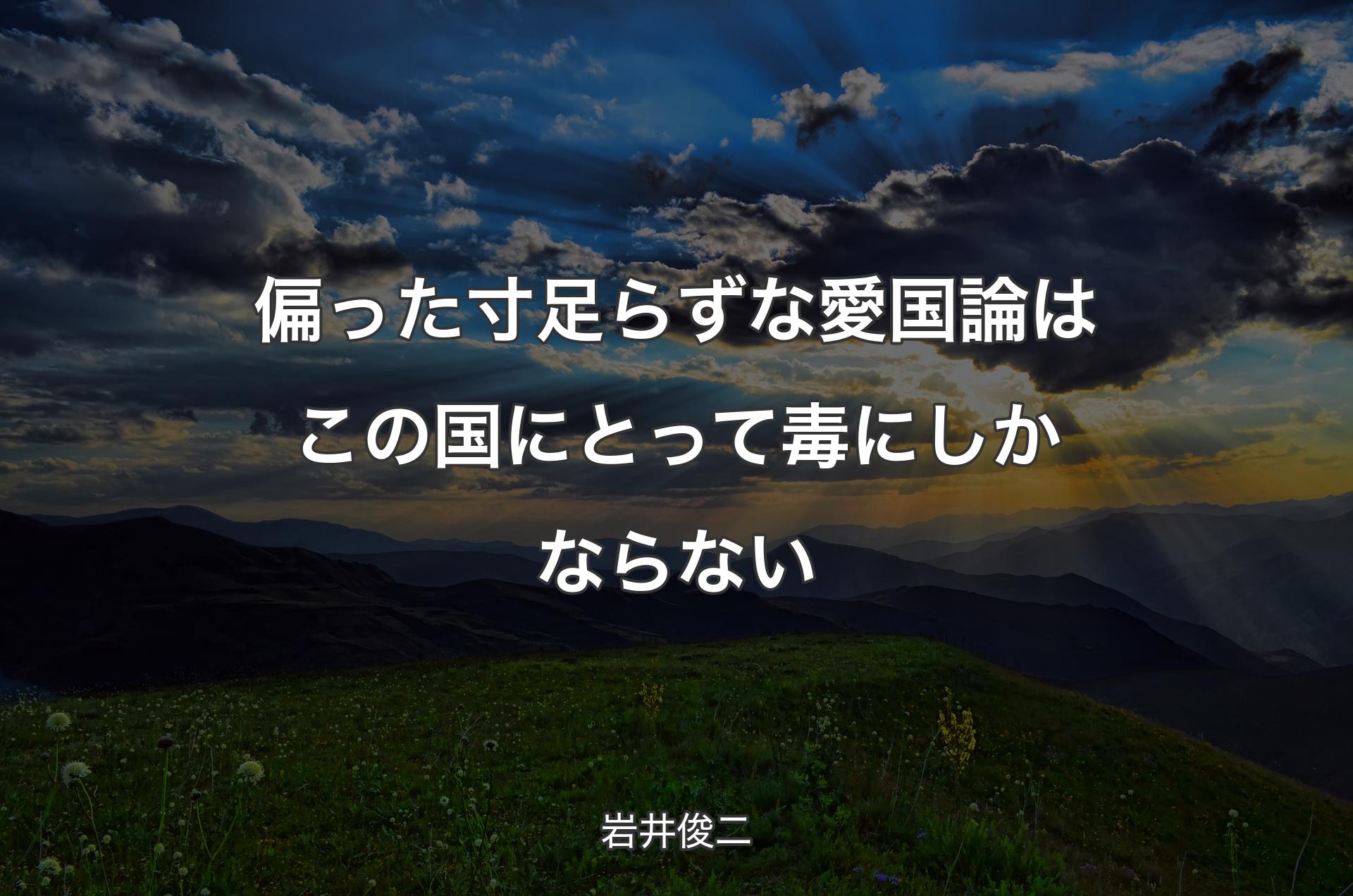 偏った寸足らずな愛国論はこの国にとって毒にしかならない - 岩井俊二