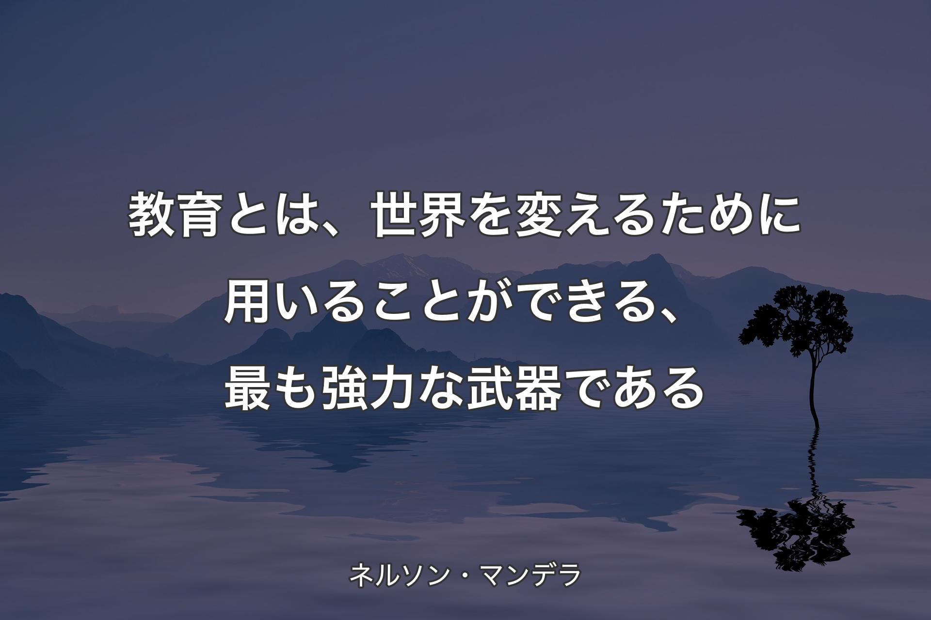 【背景4】教育とは、世界を変えるために用いることができる、最も強力な武器である - ネルソン・マンデラ